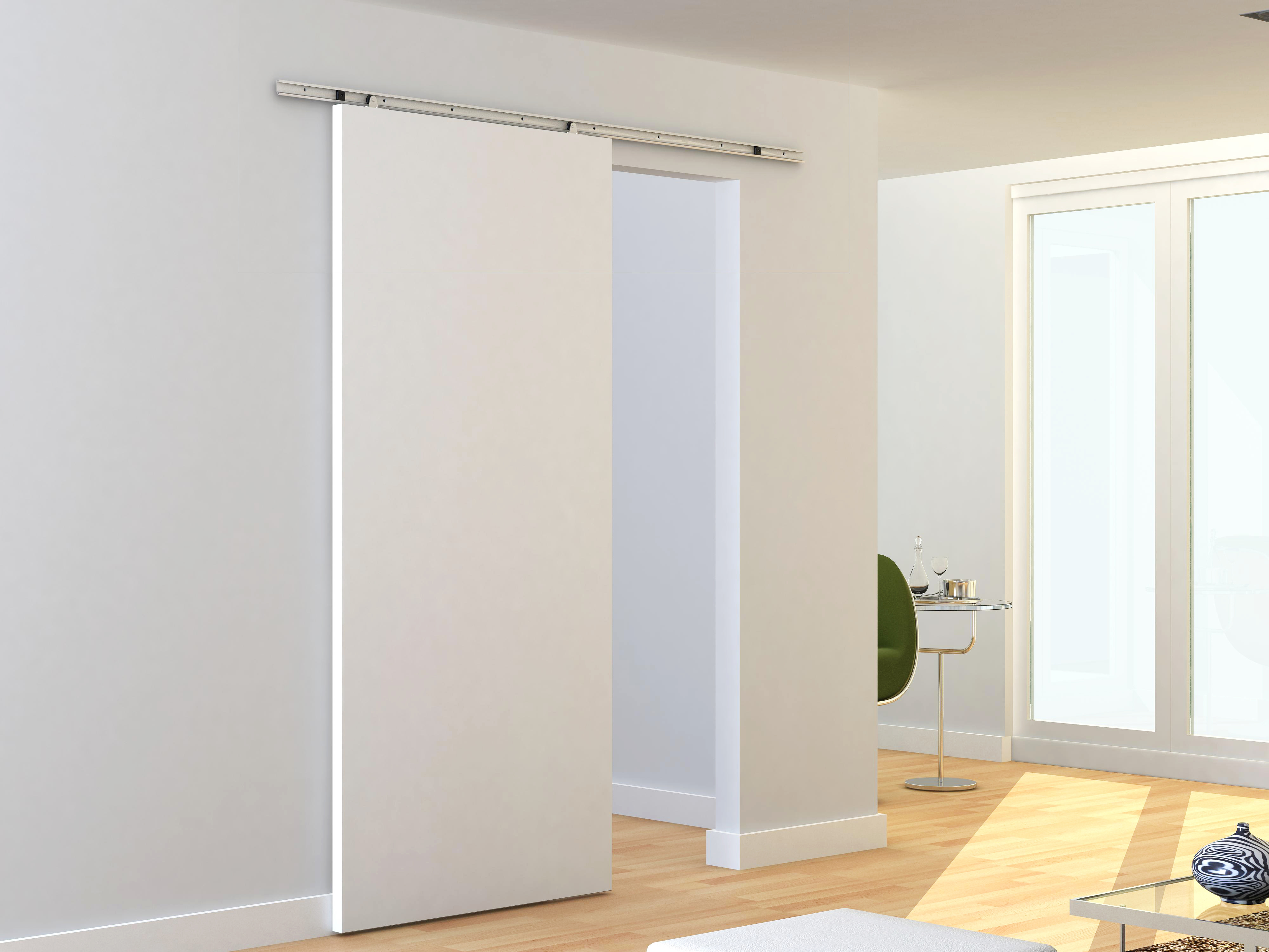 Guia puerta corredera acero gris Basic recortable fijación pared 180cm - 3