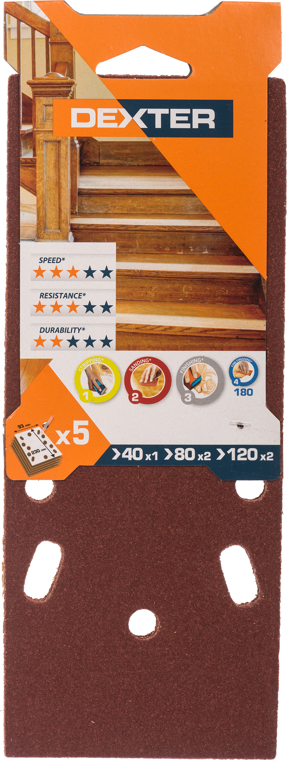 5 patines de lija DEXTER 230x93, grano 40-80-120 - 13