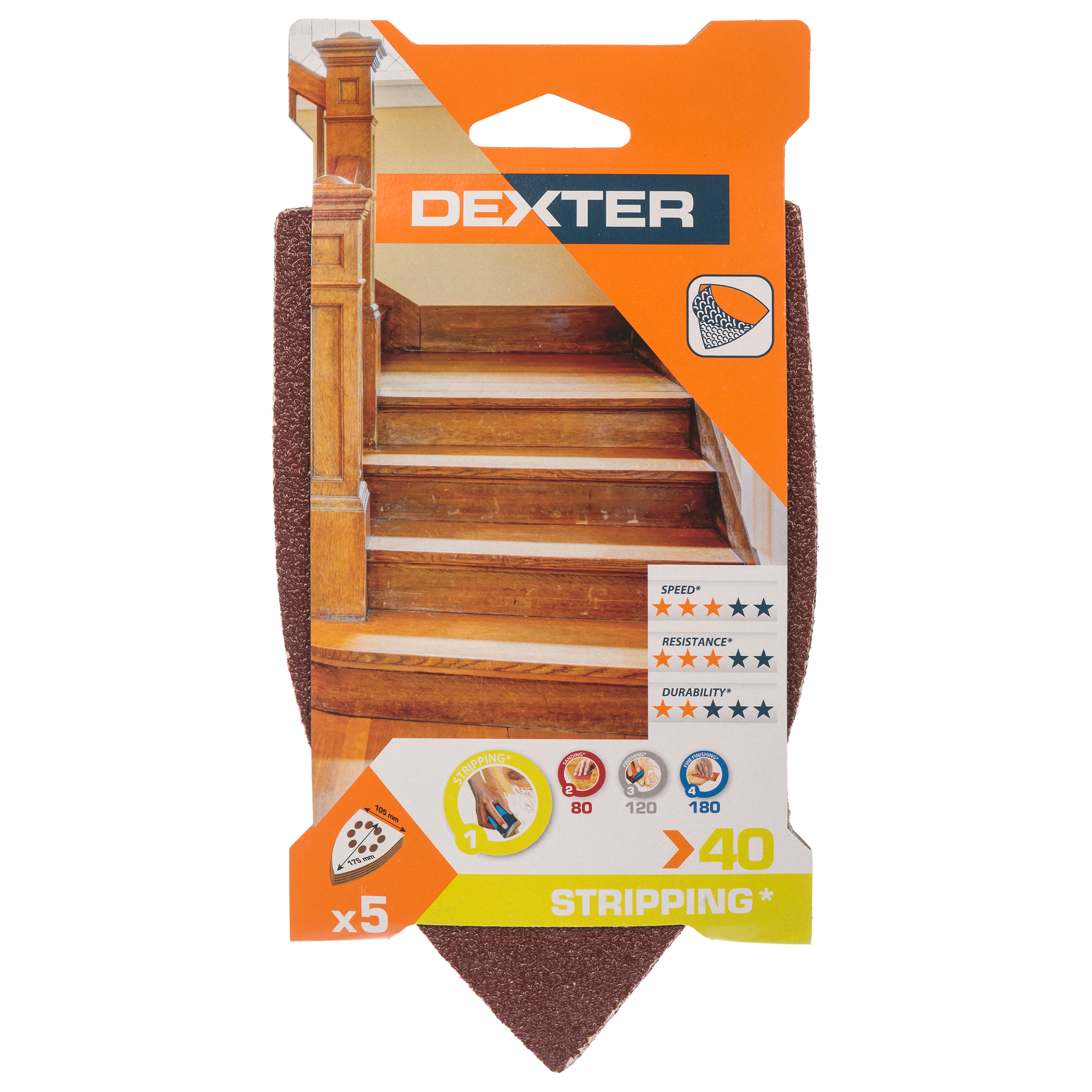 5 lijas para multilijadora DEXTER 175x105, grano 40 - 10