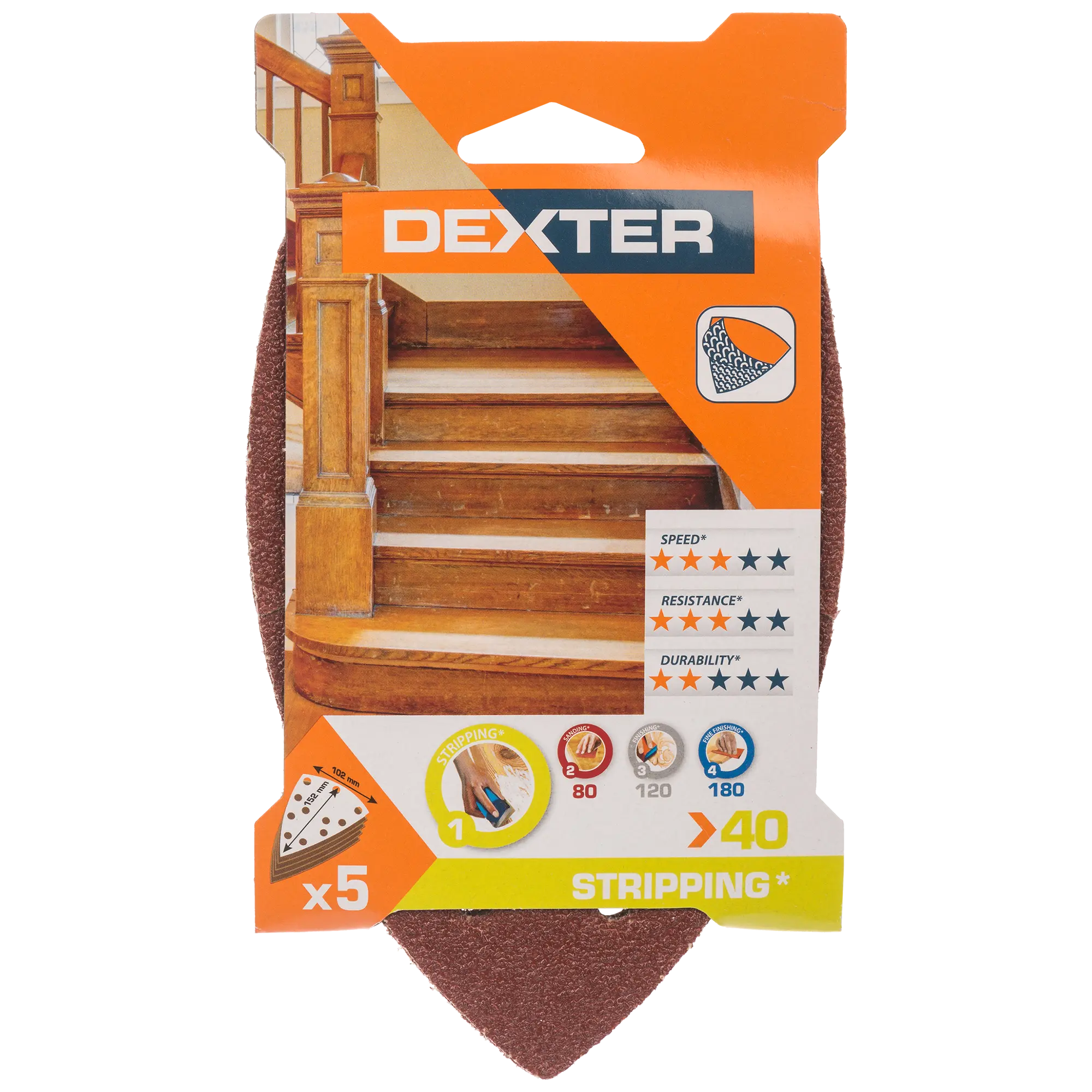 Papier ścierny ŻELAZKO 6 OTW P40 152 x 102 mm 5 szt. DEXTER - 2