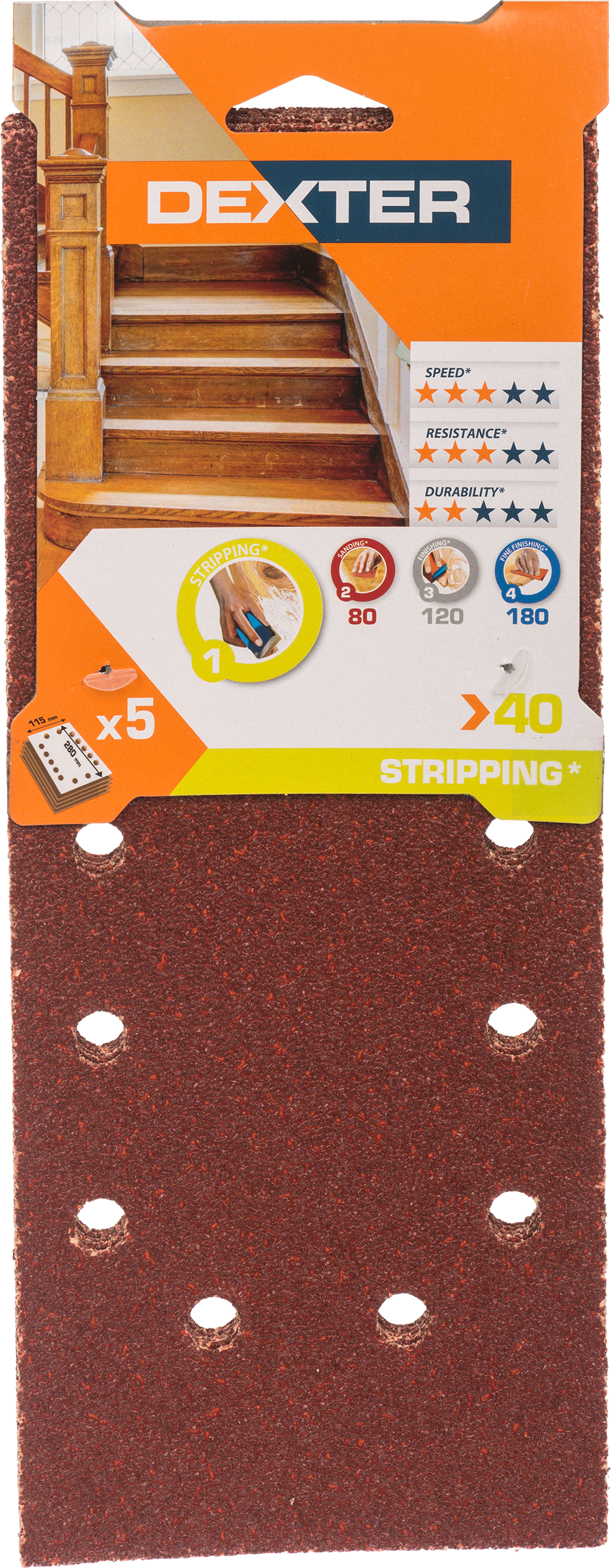 5 patines de lija DEXTER 280x115, grano 40 - 8