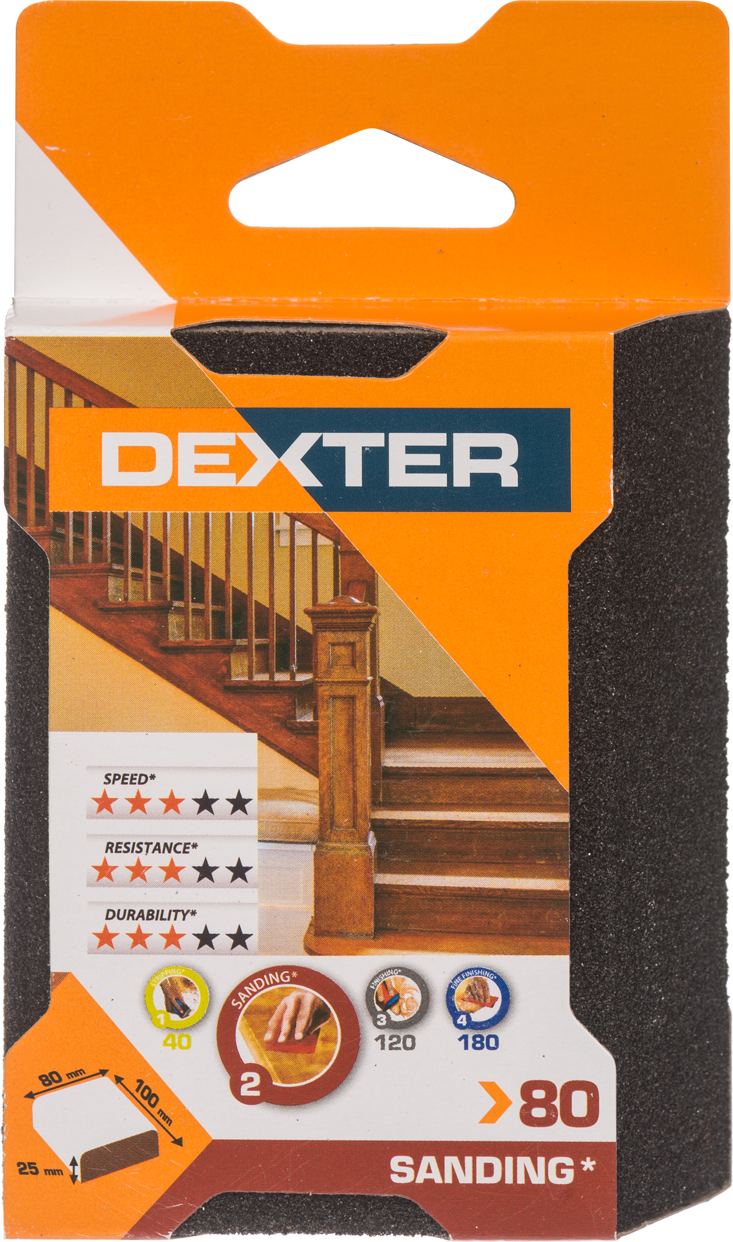 Esponja abrasiva DEXTER de grano 80 - 8
