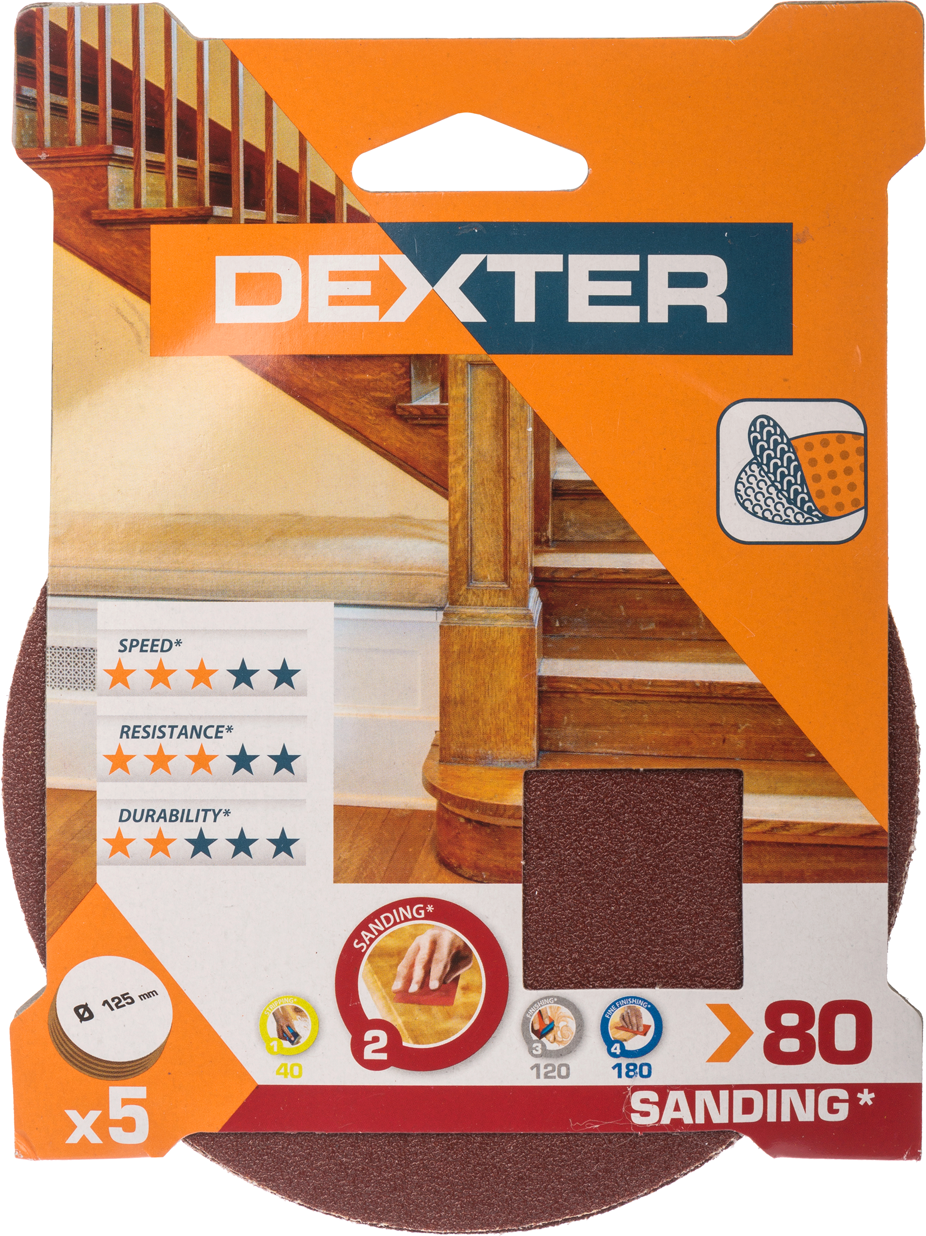 5 Disco abrasivo DEXTER para lijadora 80 - 8