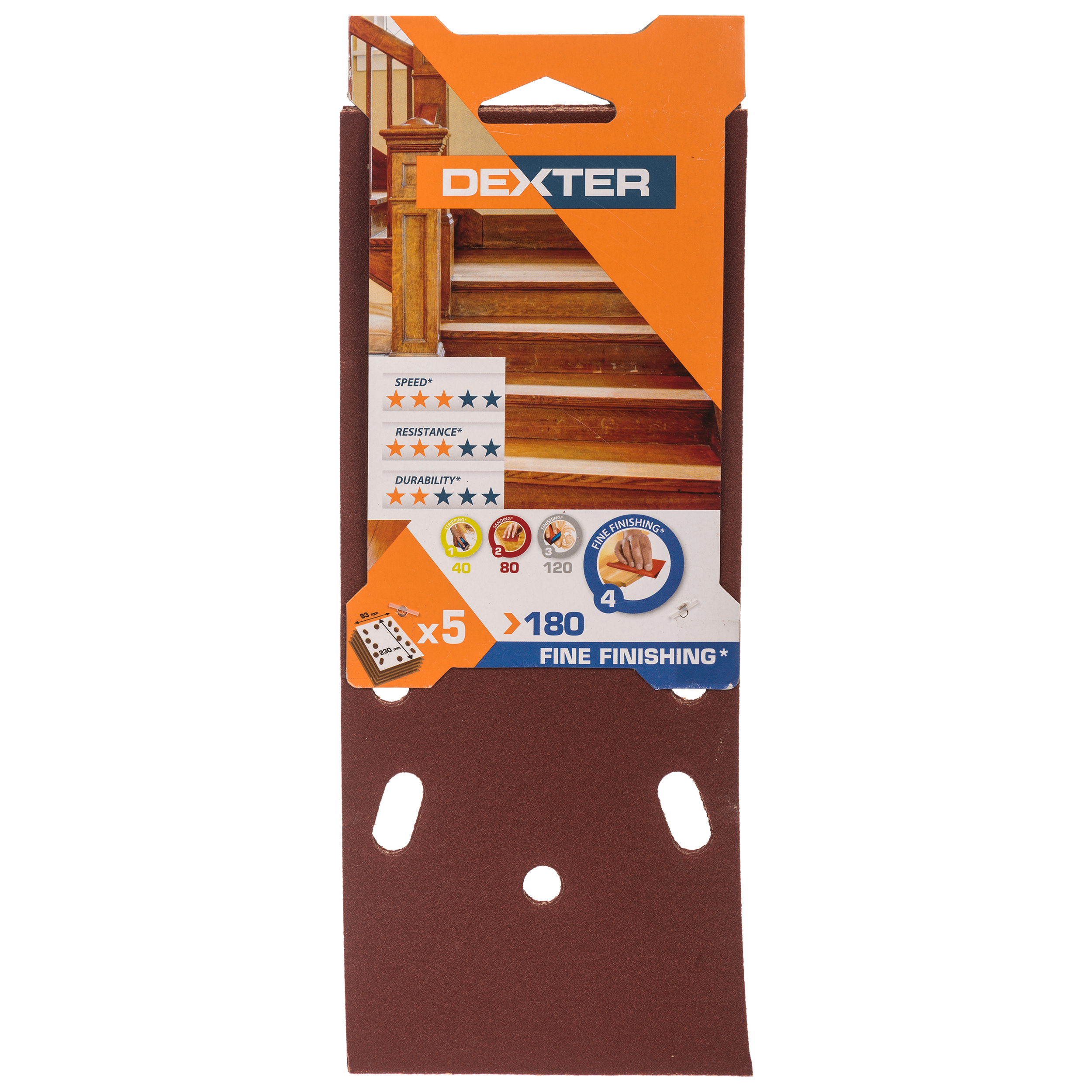 5 patines de lija DEXTER 230x93, grano 180 - 7