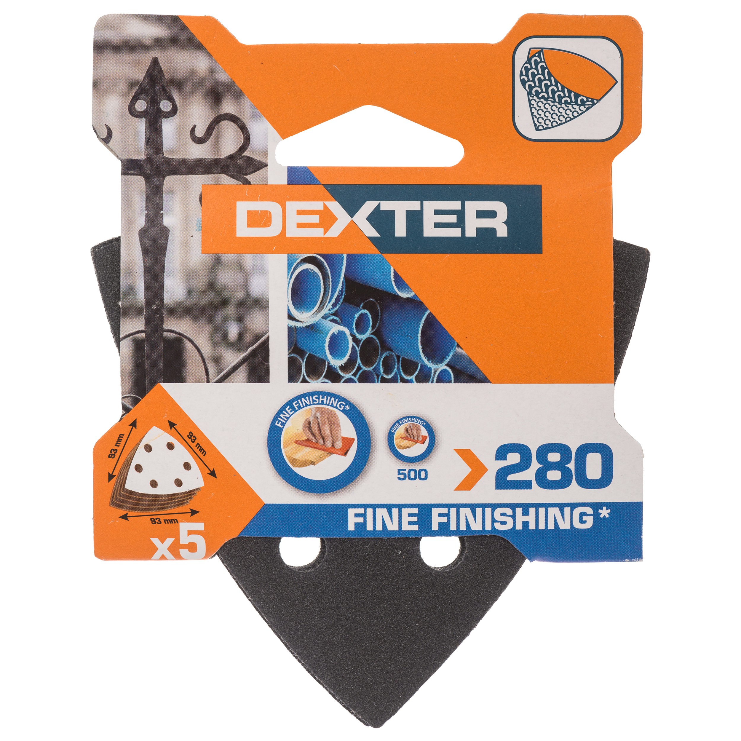 Papier ścierny DELTA 6 OTW P280 93 x 93 mm 5 szt. DEXTER - 2