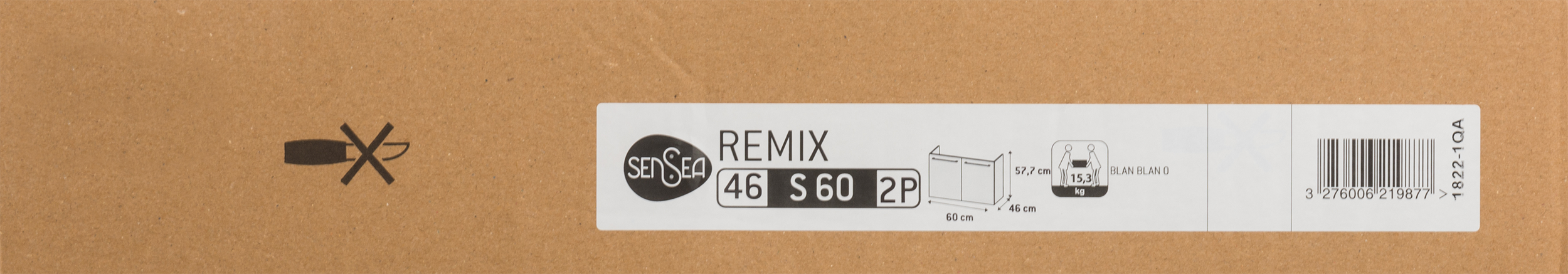 Mobile da bagno sospeso sotto lavabo L 60 x H 57.7 x P 46 cm bianco laminato lucido, 2 ante SENSEA Remix - 23