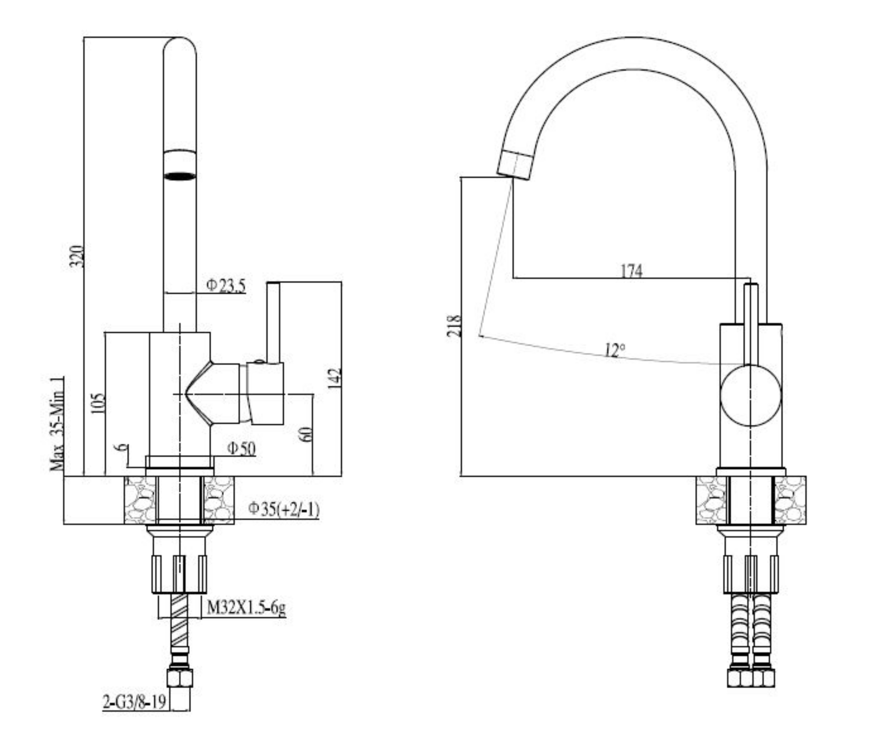 Bateria kuchenna Madeira Złota wylewka U 32 cm Quadron - 13