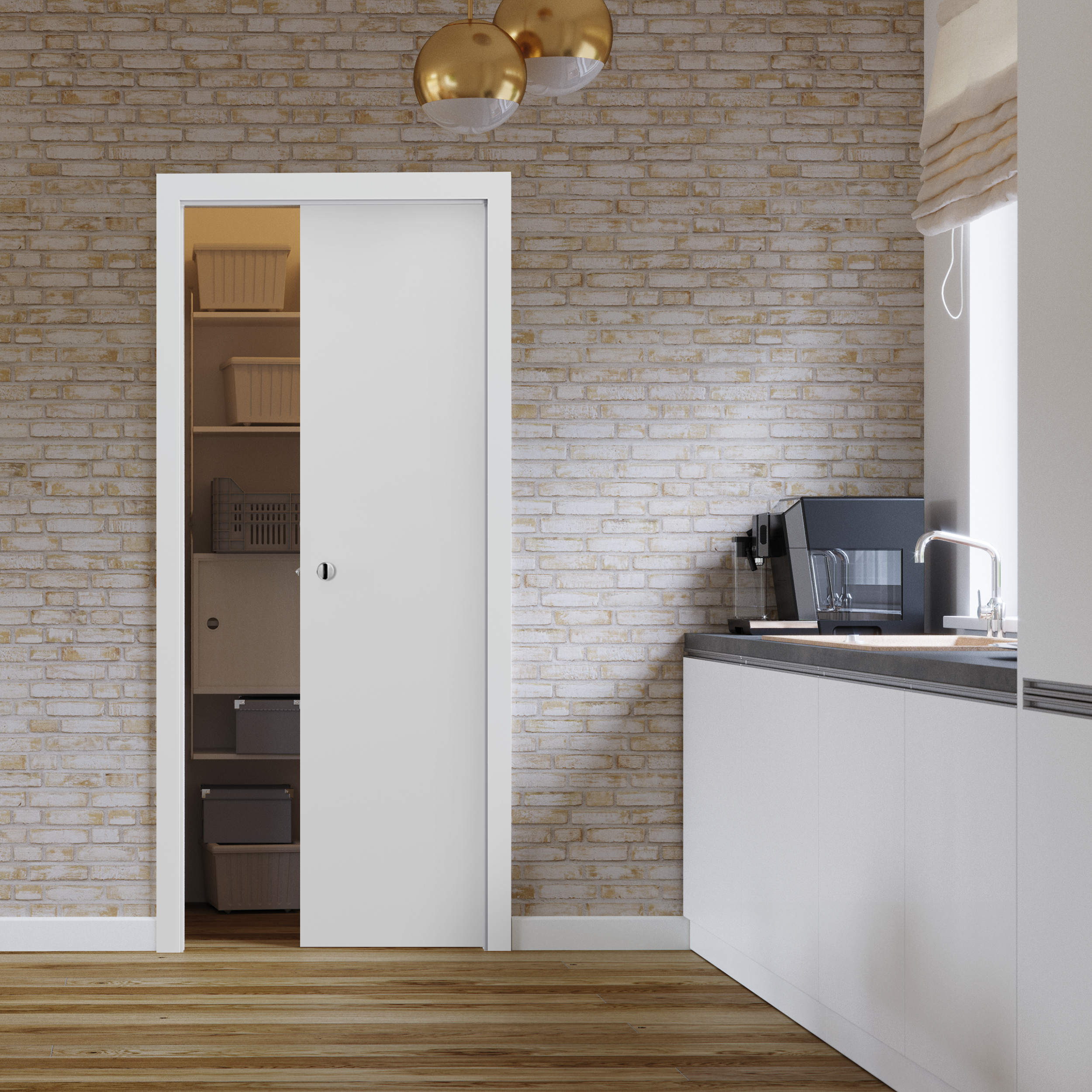 Drzwi przesuwne pełne Max Białe 80 Uniwersalne - 3