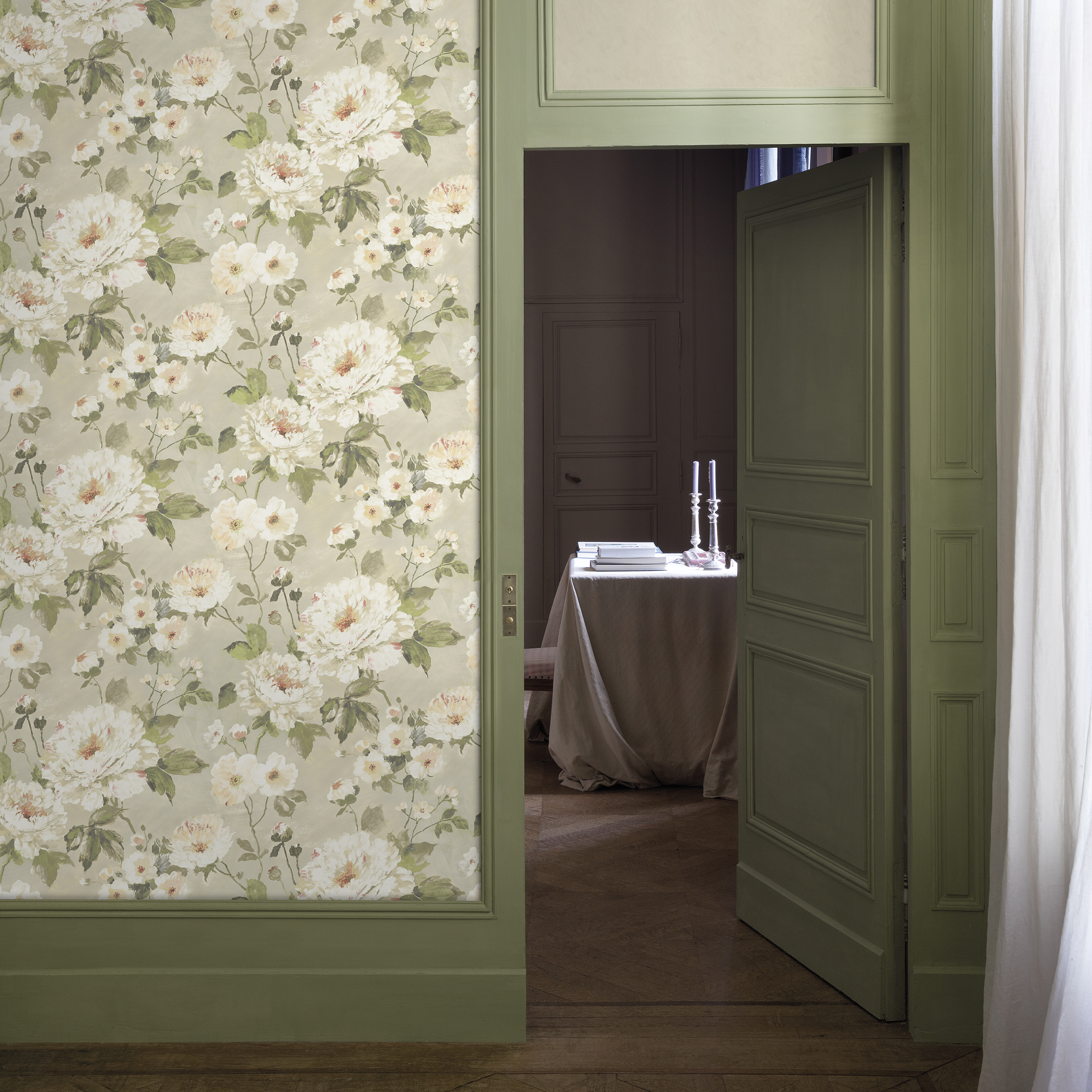 Tapeta w kwiaty Margeritte beżowa winylowa na flizelinie - 2