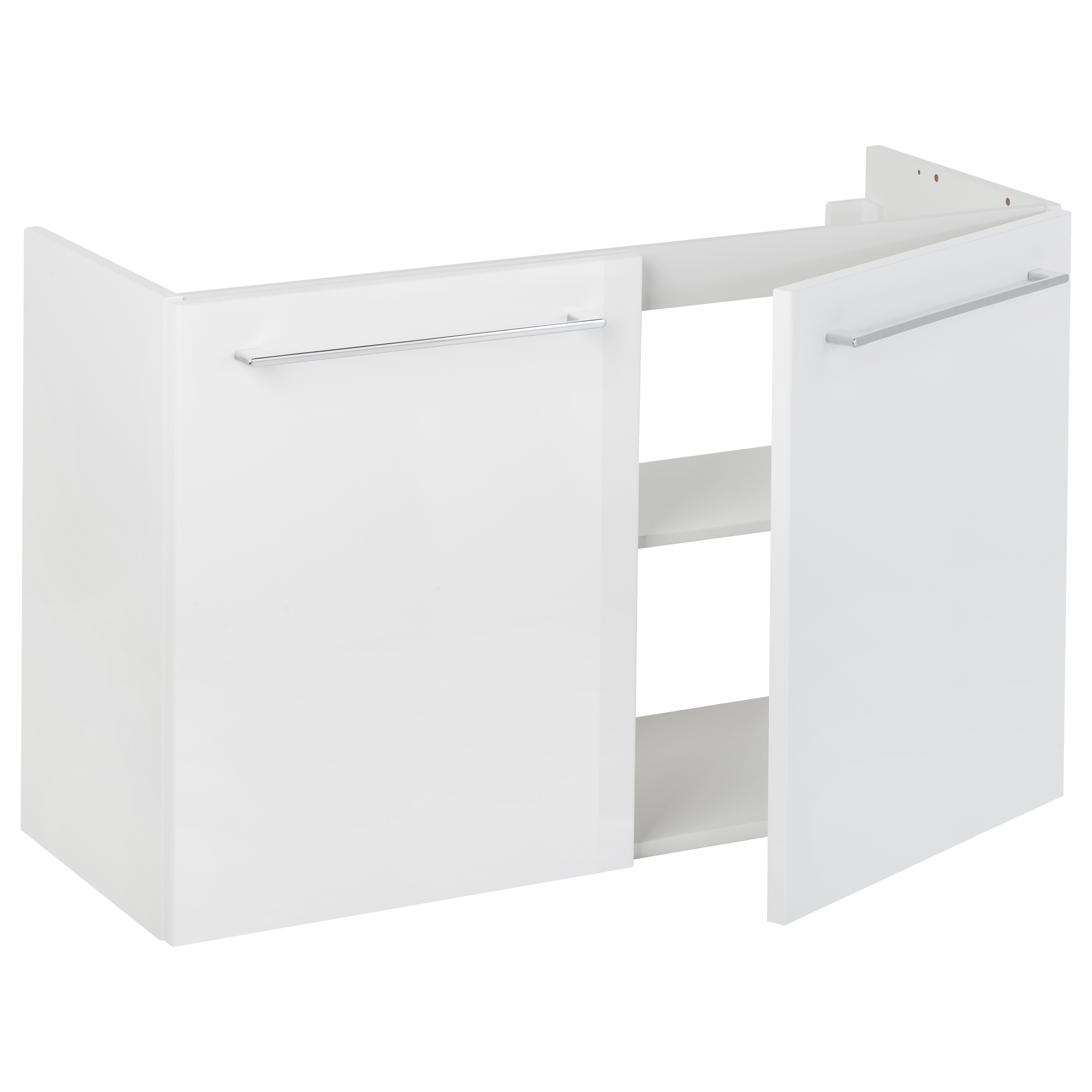 Mobile da bagno sospeso sotto lavabo L 90 x H 58 x P 33 cm bianco laminato lucido, 2 ante SENSEA Remix - 6