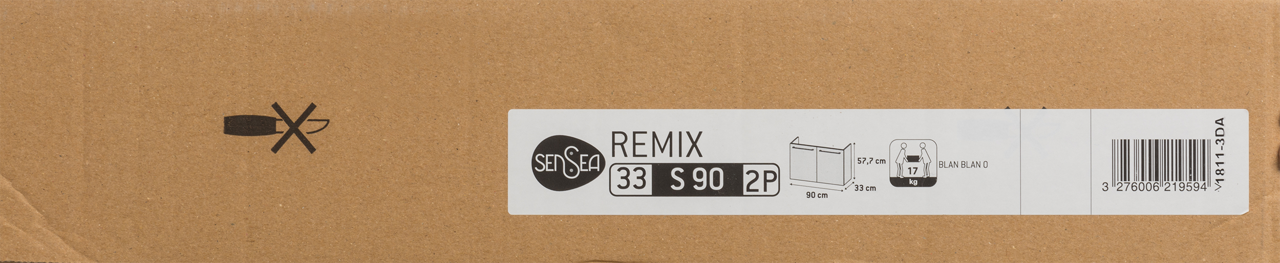 Mobile da bagno sospeso sotto lavabo L 90 x H 58 x P 33 cm bianco laminato lucido, 2 ante SENSEA Remix - 16