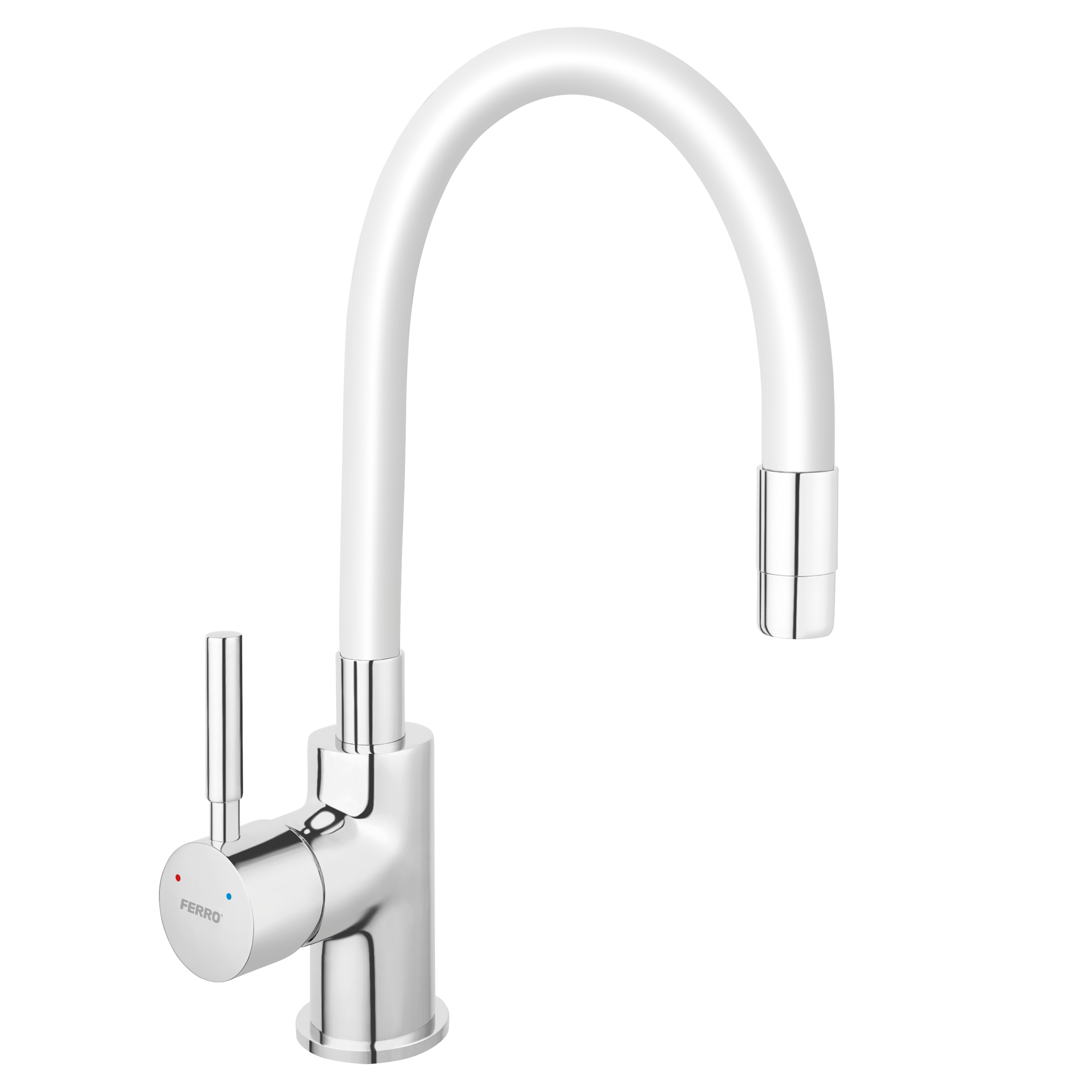 Bateria kuchenna z elastyczną wylewką U 34 cm Fitness Biała Ferro