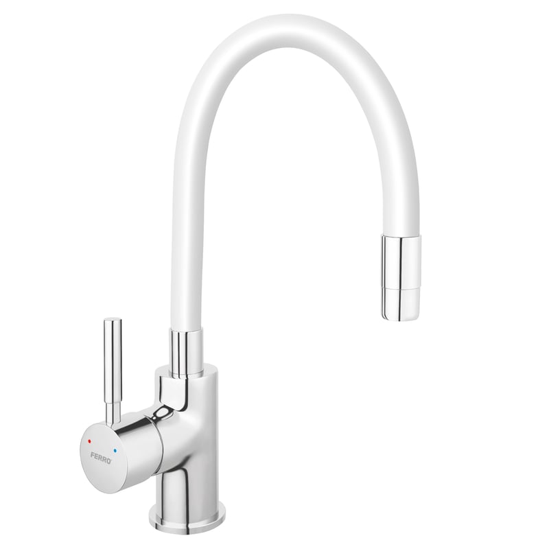 Bateria kuchenna z elastyczną wylewką U 34 cm Fitness Biała Ferro