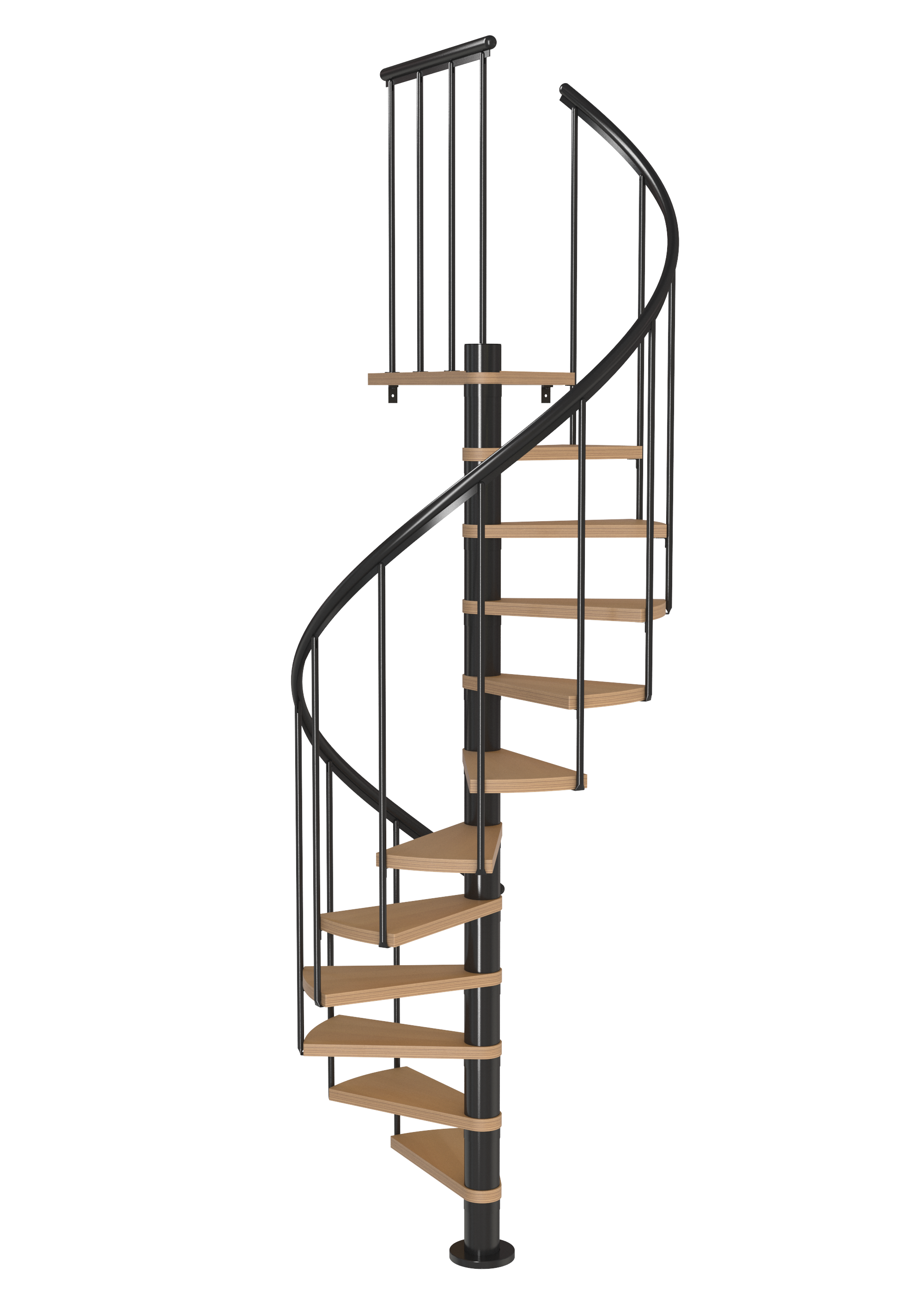 Schody spiralne antracytowe Calgary średnica 120 cm stopnie szerokość 62.7 cm Buk 11 sztuk Dolle