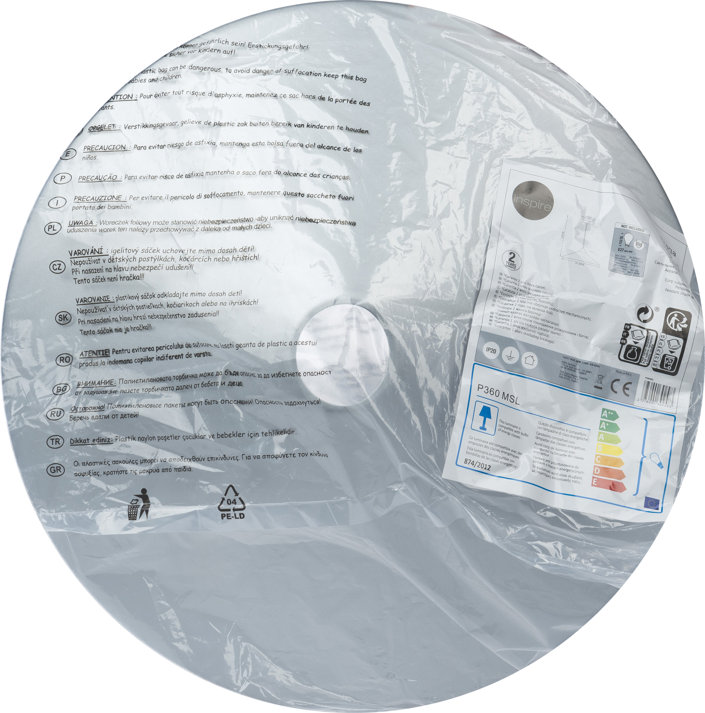 Lampa wisząca Braga srebrna E27 - 3