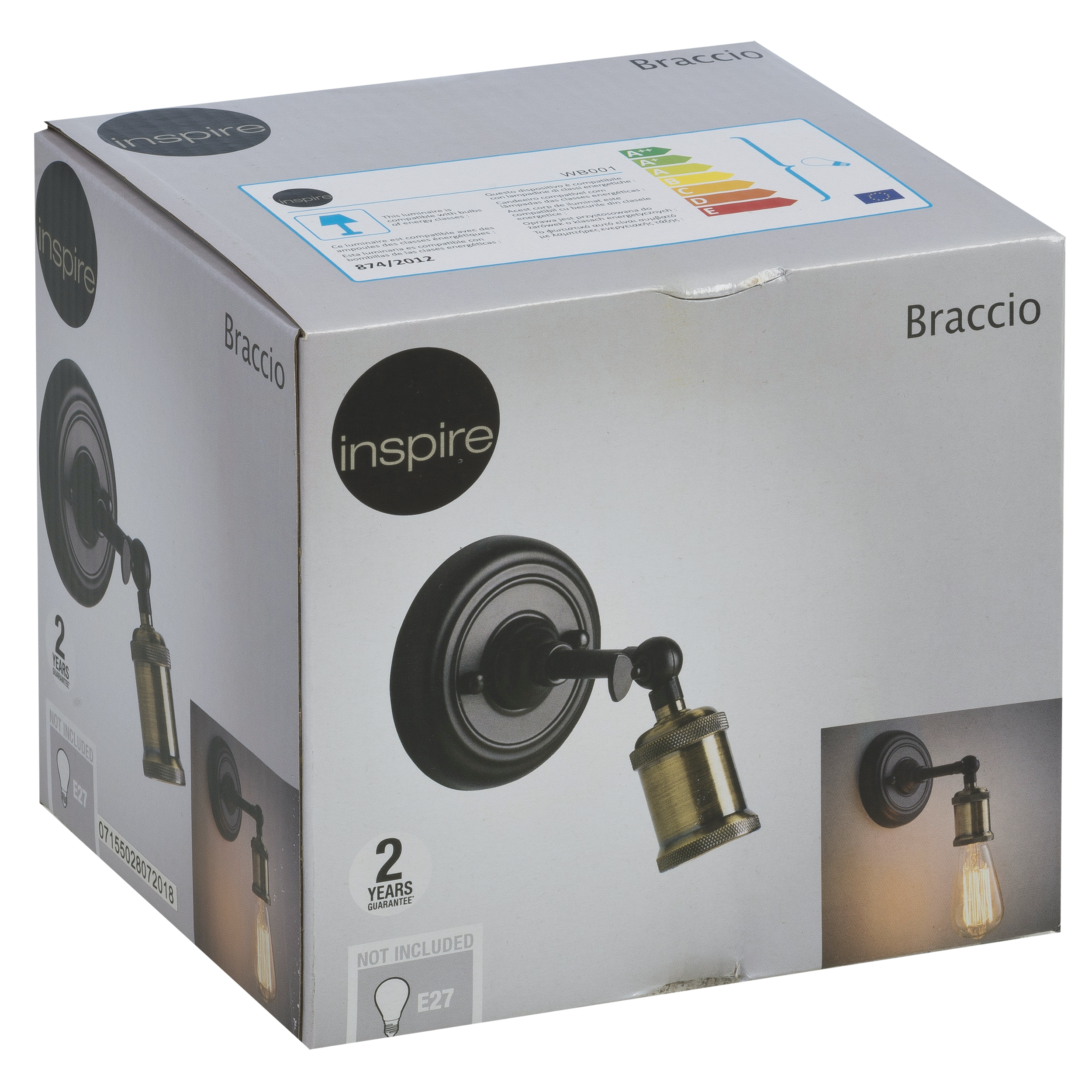 Kinkiet Braccio czarny mosiądz E27 Inspire - 6