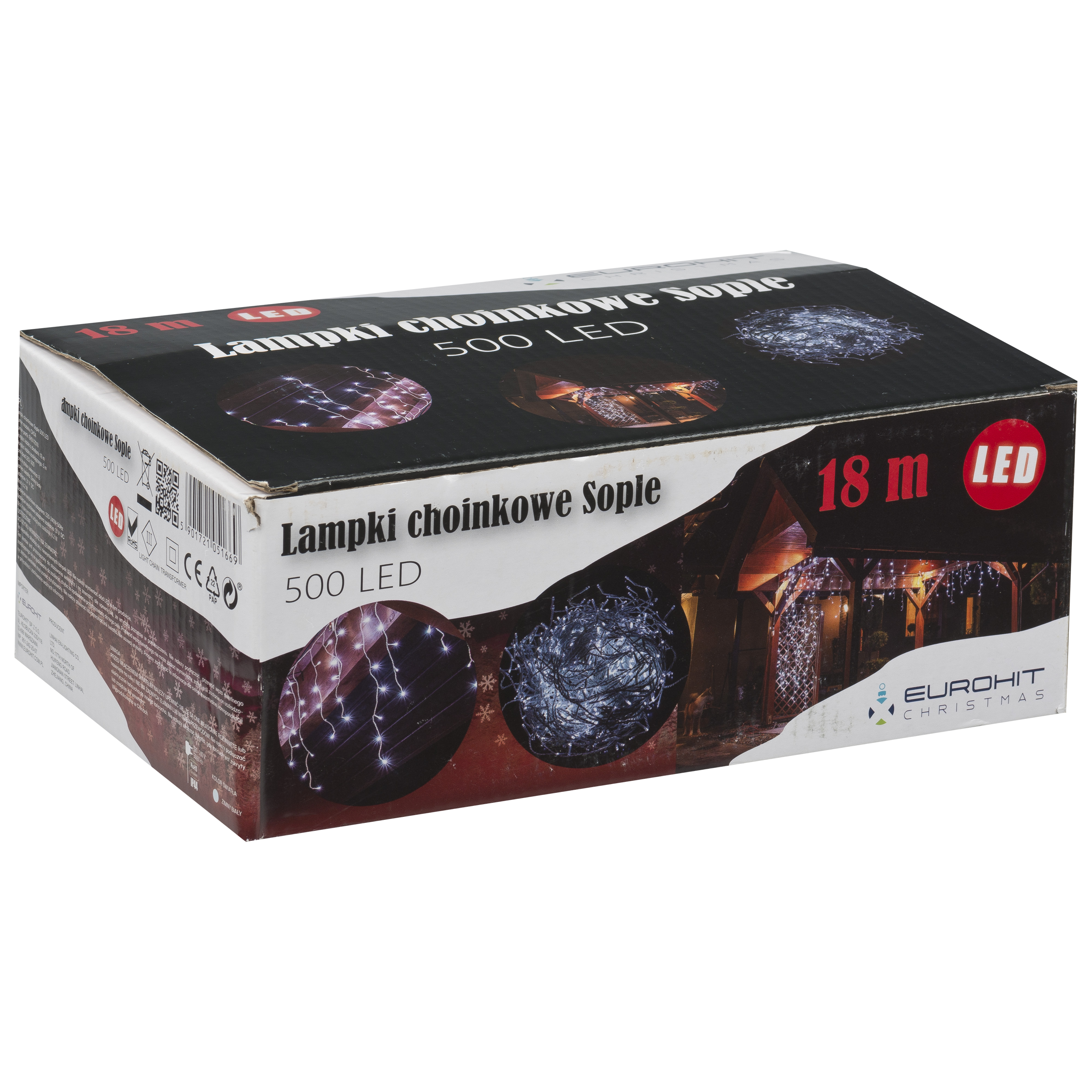 Kurtyna zewnętrzna sople 18m 500 LED zimne białe