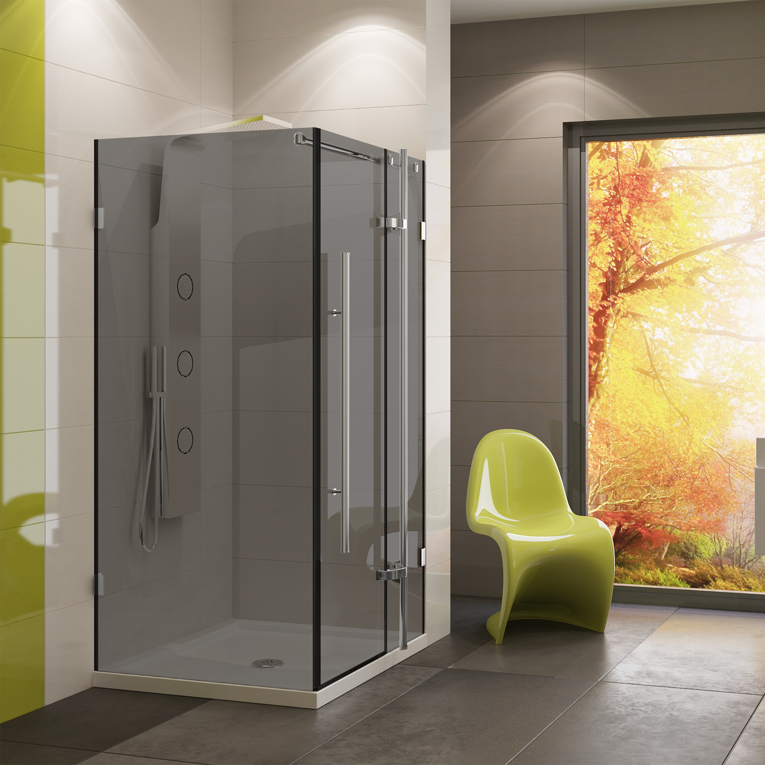 Kabina prysznicowa kwadratowa Ferra 90 x 90 x 190 cm chrom szkło grafitowe Wellneo - 4