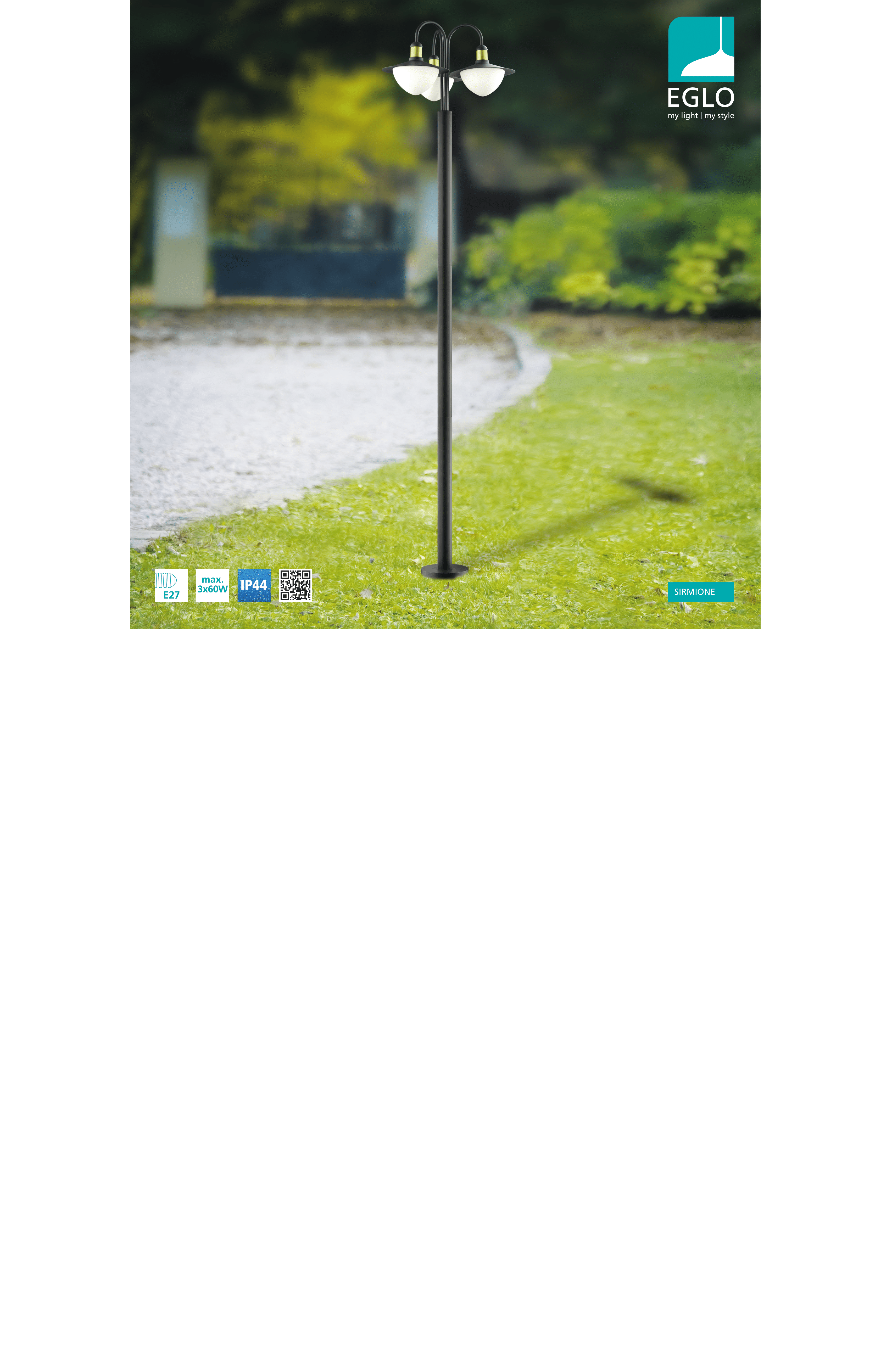 Lampione da giardino, Sirmione H 220.0 cm, oro e nero, IP44 EGLO - 2