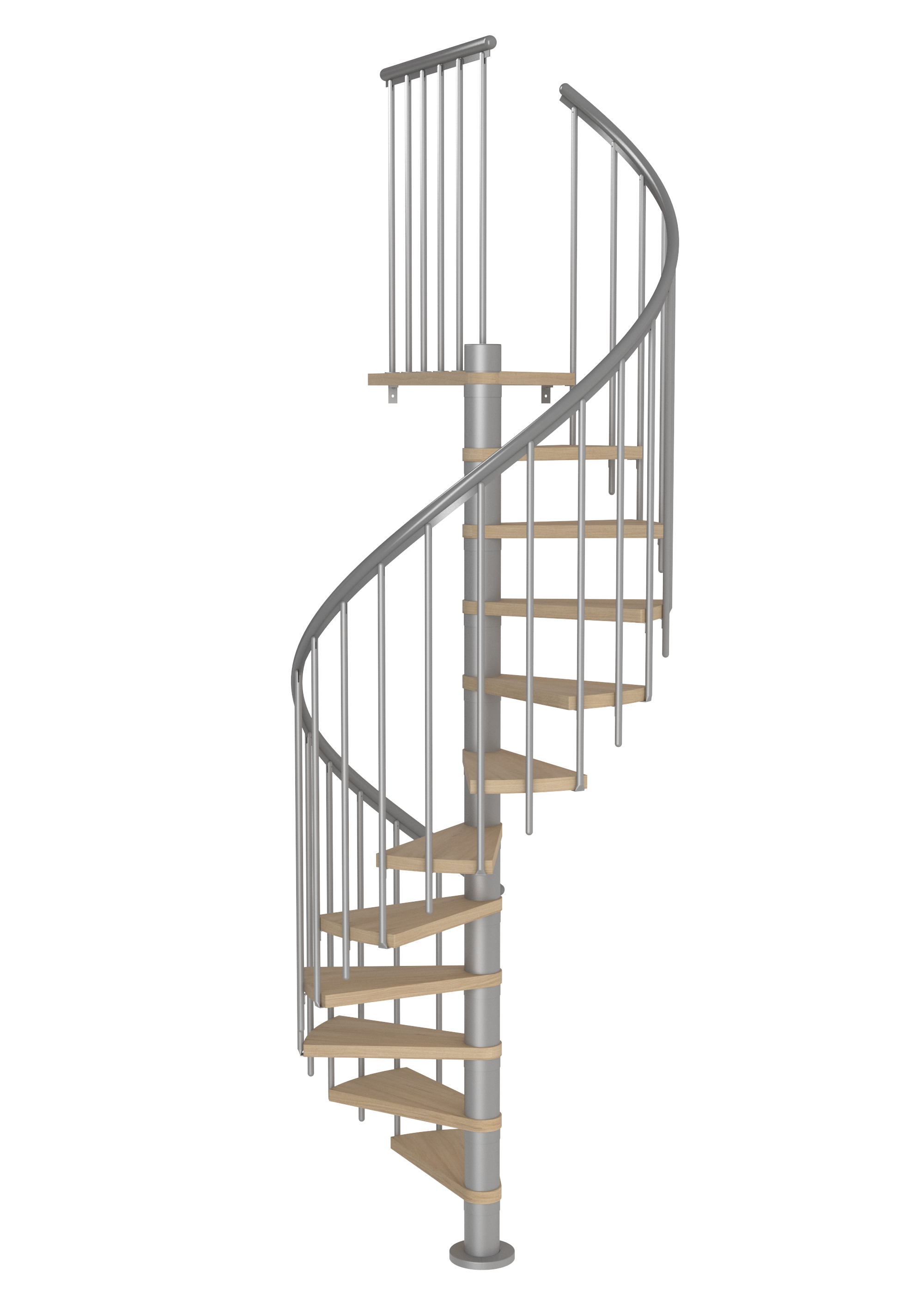 Schody spiralne srebrnoszare Montreal Classic 3 średnica 120 cm stopnie szerokość 63.3 cm Fornir Dąb 11 sztuk Dolle