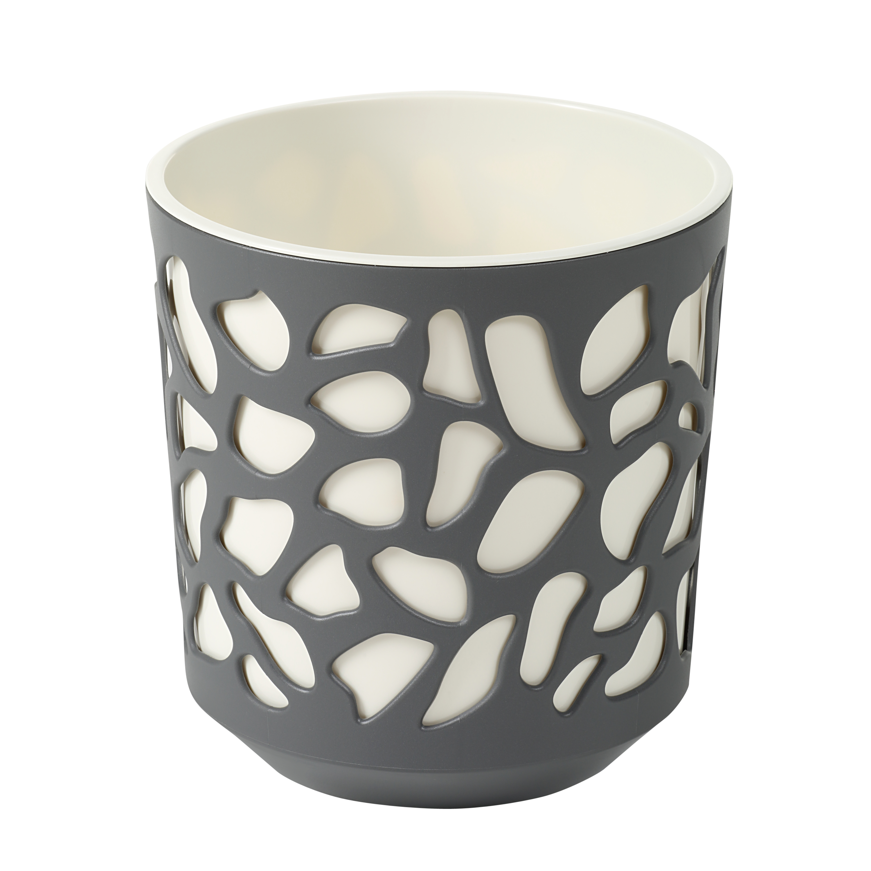 Doniczka plastikowa Duet śr.19 cm kremowo-antracytowa Lamela