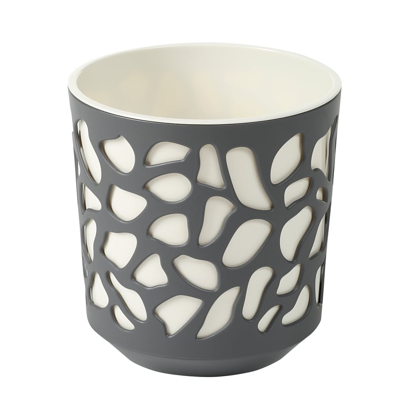 Doniczka plastikowa Duet śr.19 cm kremowo-antracytowa Lamela