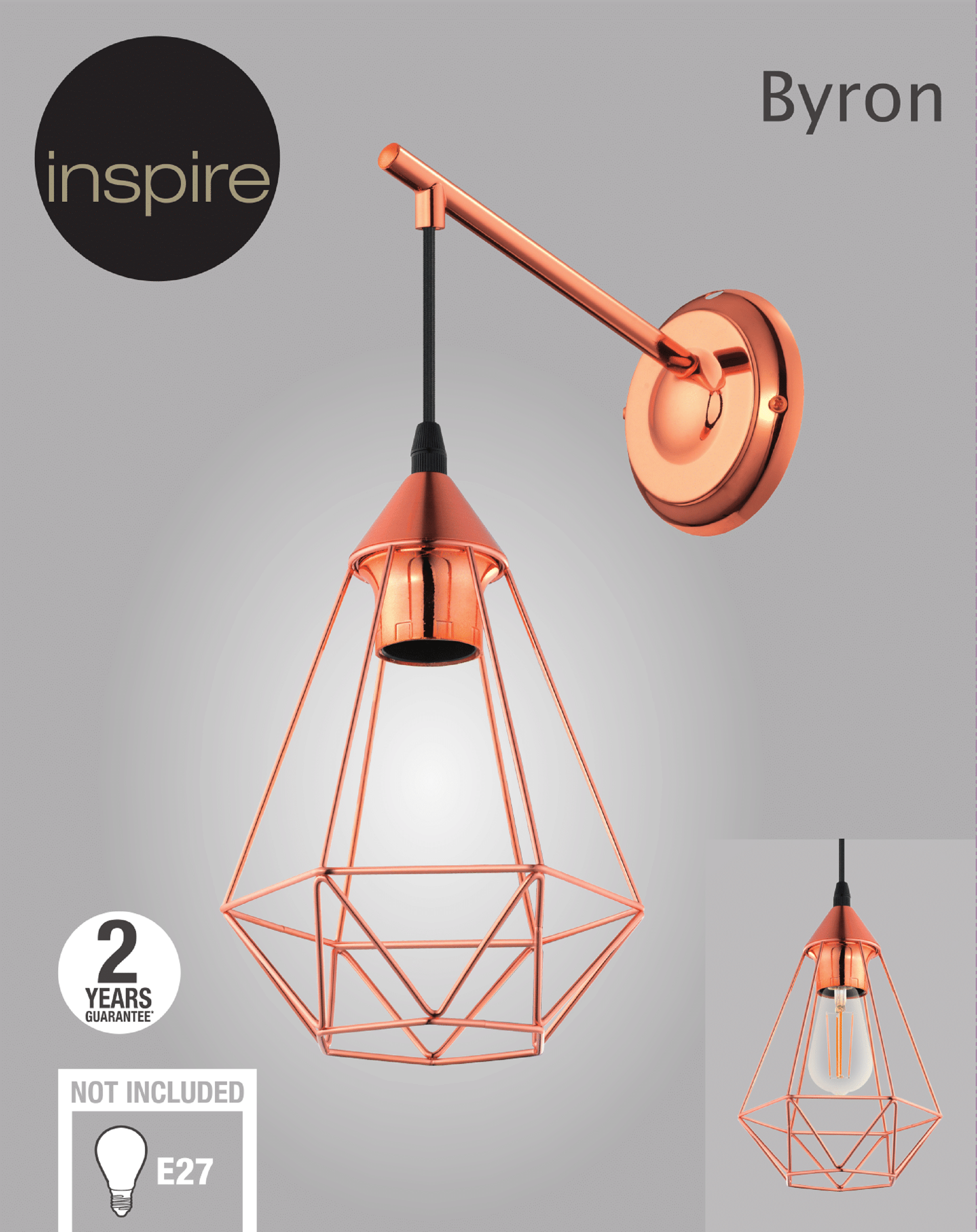 Kinkiet BYRON miedziany E27 INSPIRE - 7