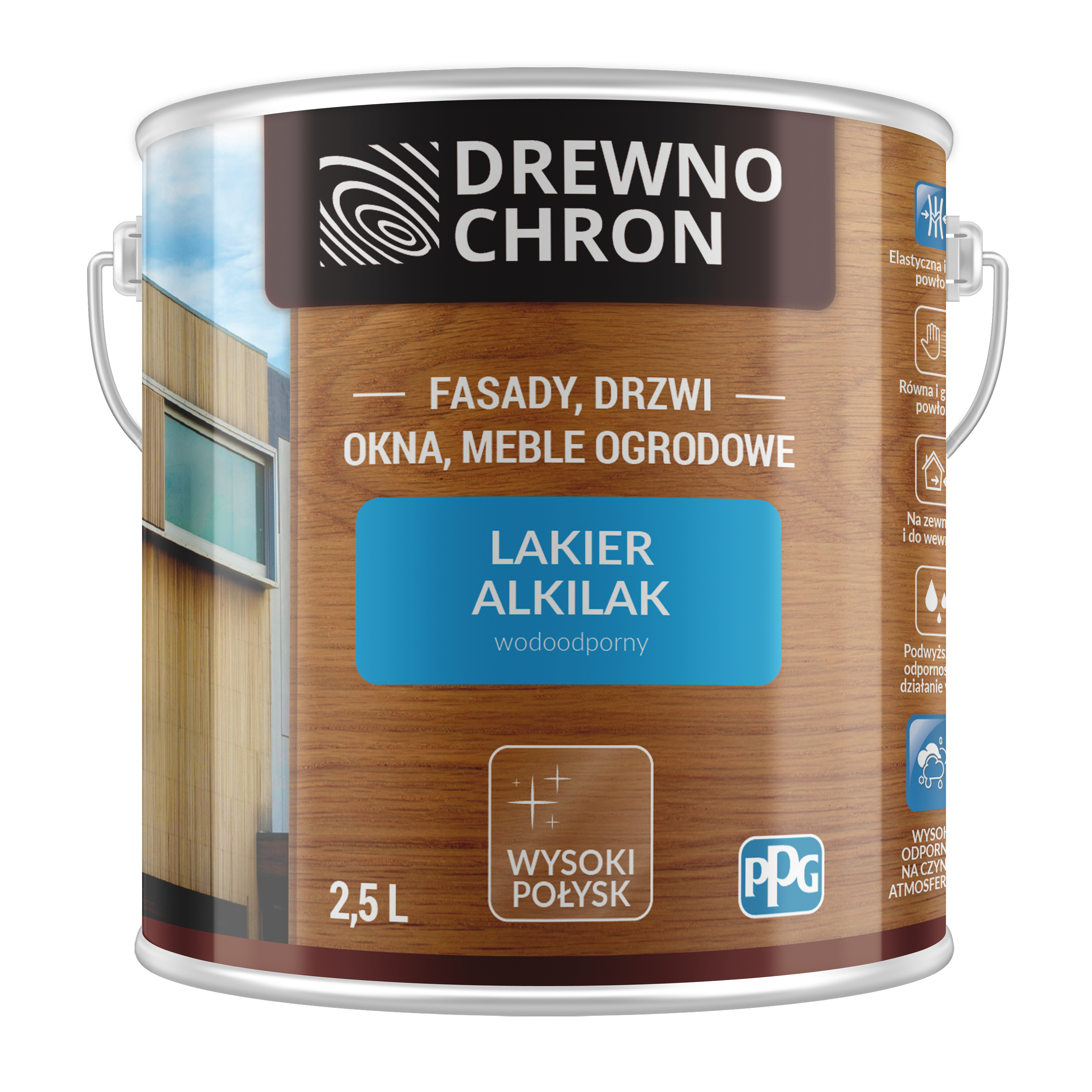 Lakier do drewna DREWNOCHRON ALKILAK 2.5 l Bezbarwny Połysk DOMALUX