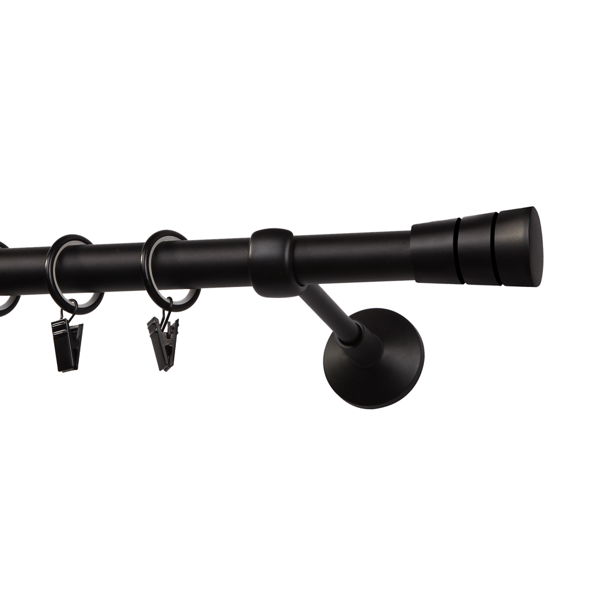 Karnisz Sycylia 240 cm pojedynczy czarny mat 19 mm