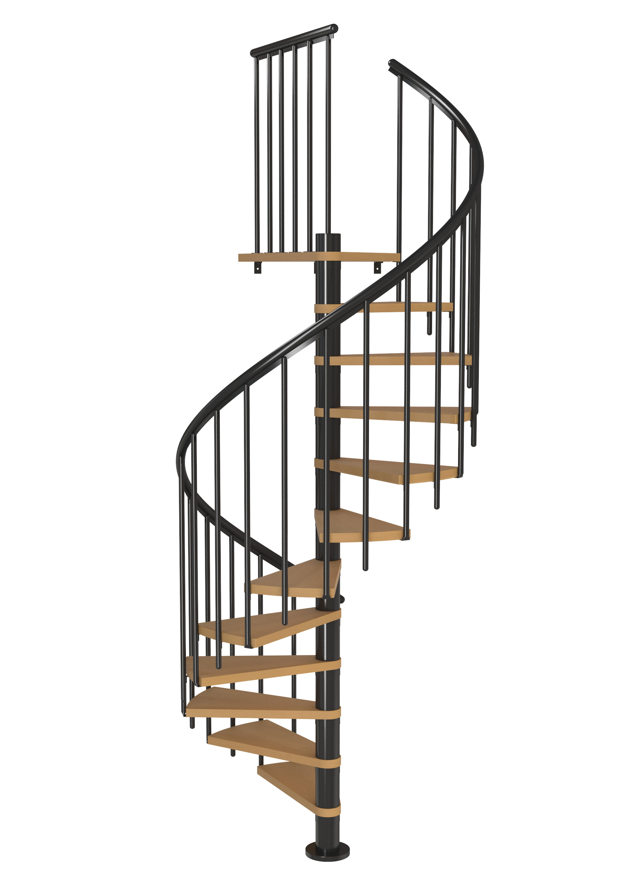 Schody spiralne antracytowe Calgary z dodatkowymi tralkami średnica 140 cm stopnie szerokość 72.7 cm Buk 11 sztuk Dolle