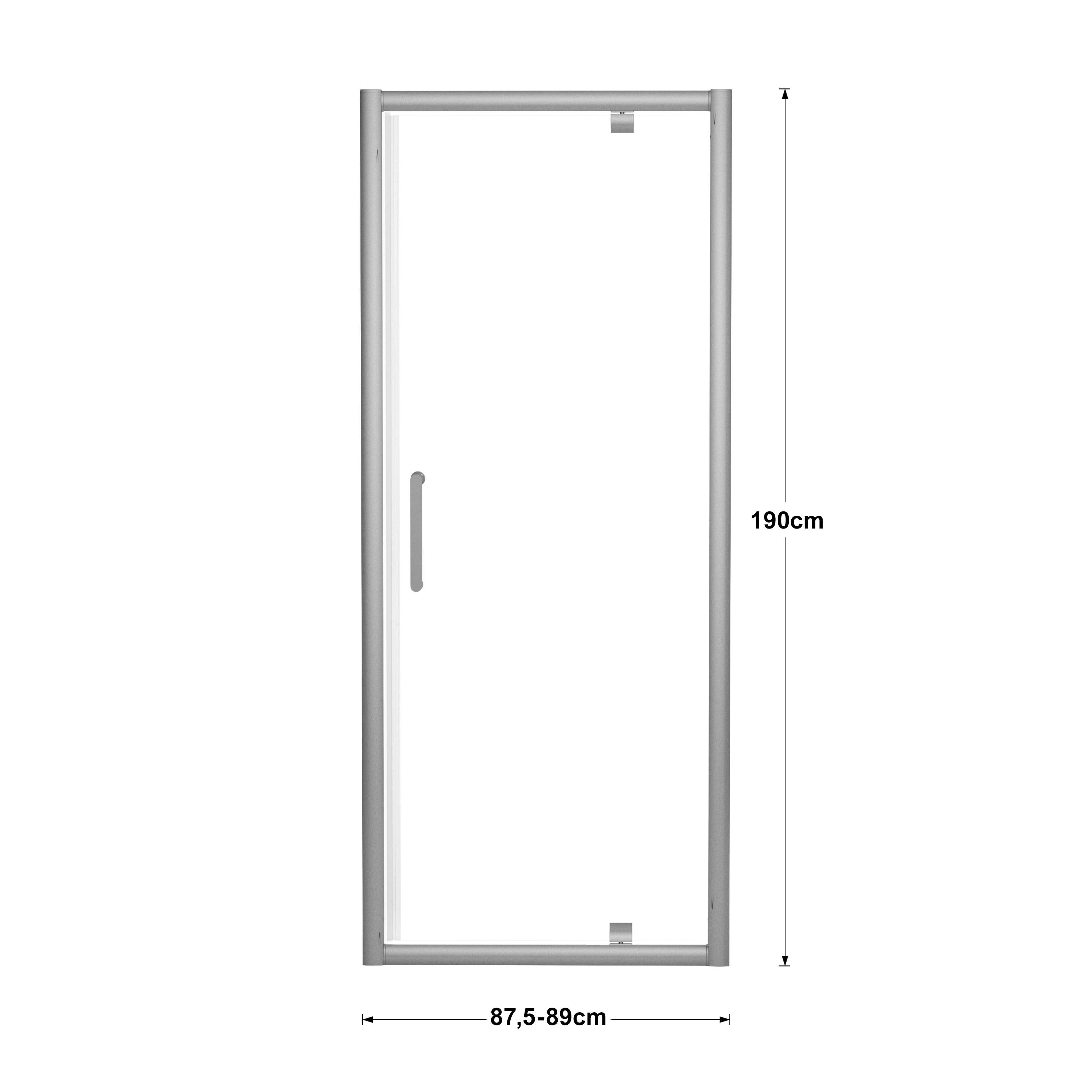 Porta doccia battente Quad, L 90.5 cm x H 190 cm x SP 6 mm, profilo argento - 7