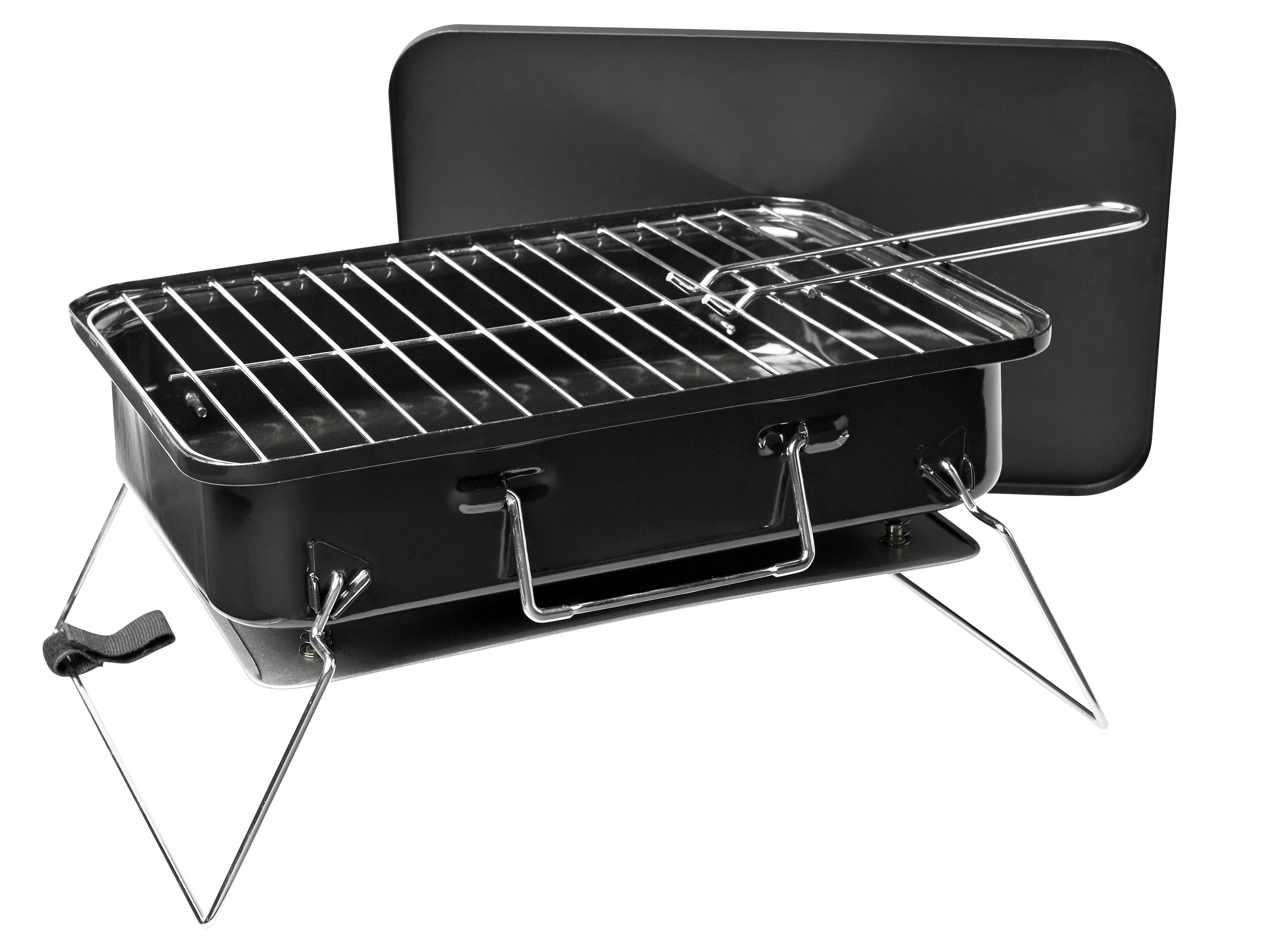 Przenośny grill węglowy walizka z rusztem 35x25 cm czarny
