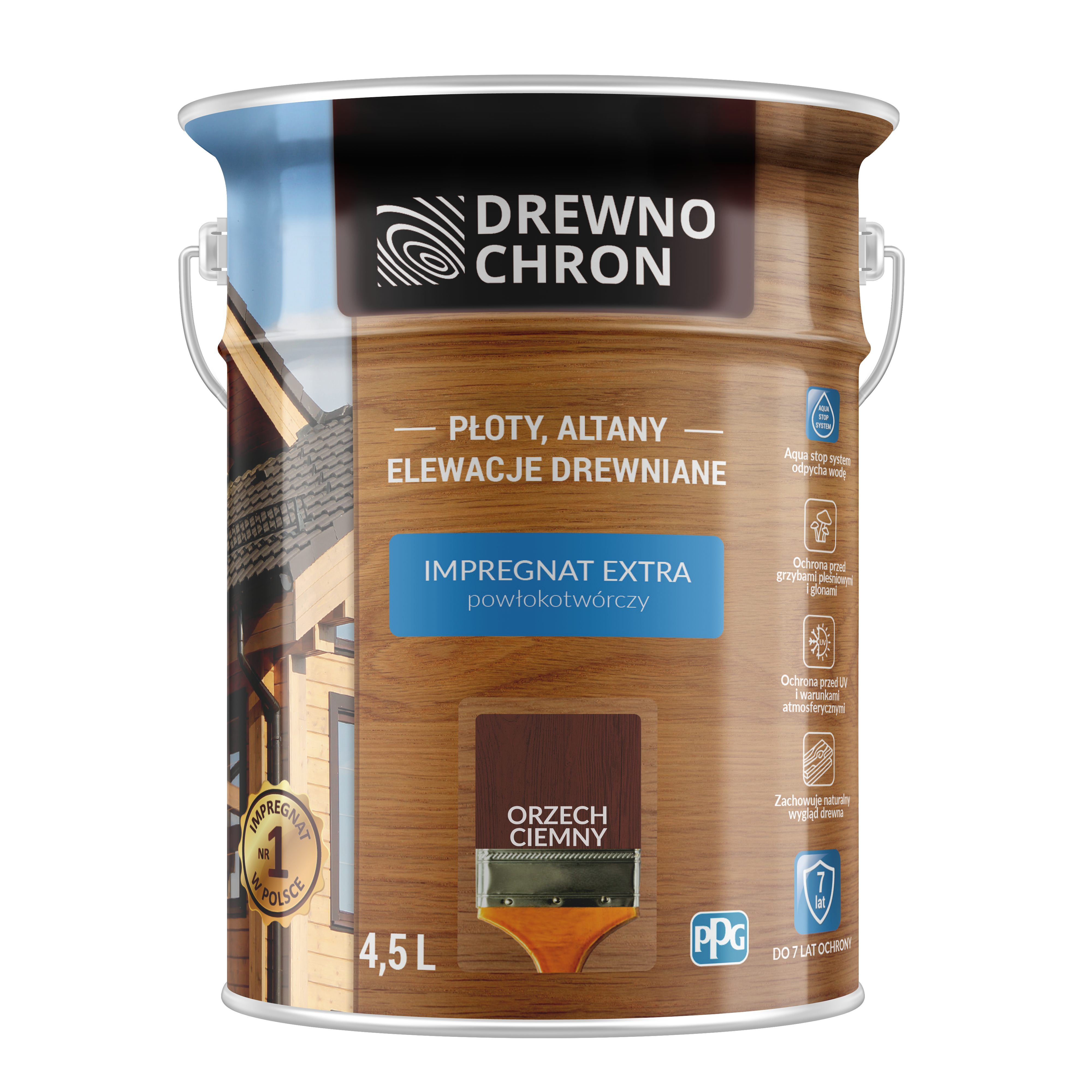 Impregnat do drewna Drewnochron Extra powłokotwórczy 4.5 l Orzech ciemny - 2