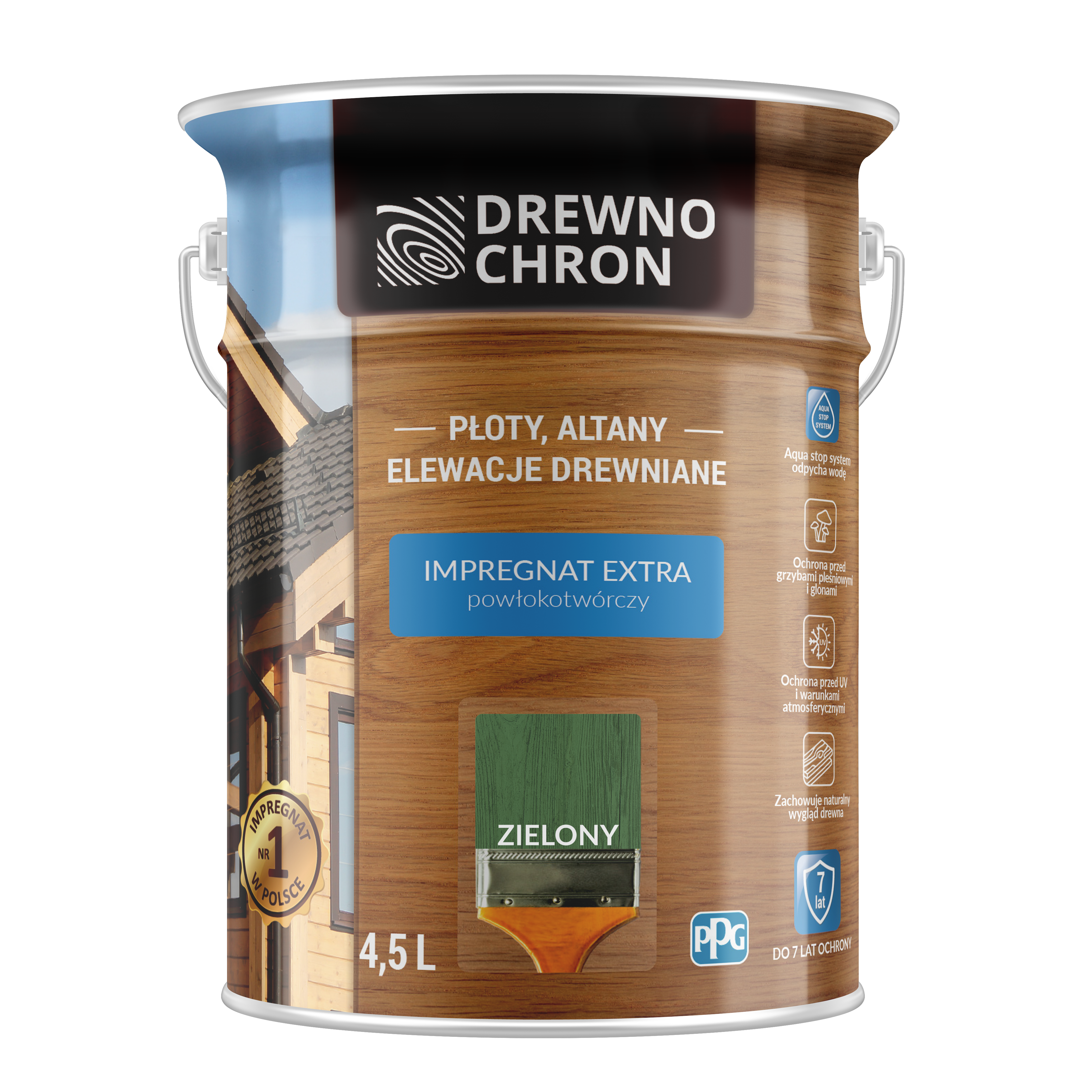 Impregnat do drewna Drewnochron Extra powłokotwórczy 4.5 l Zielony - 2