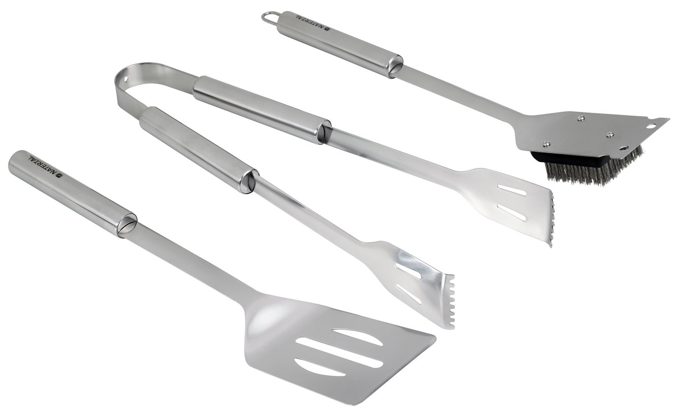 Zestaw sztućców do grilla szczypce+łopatka+szczotka Naterial