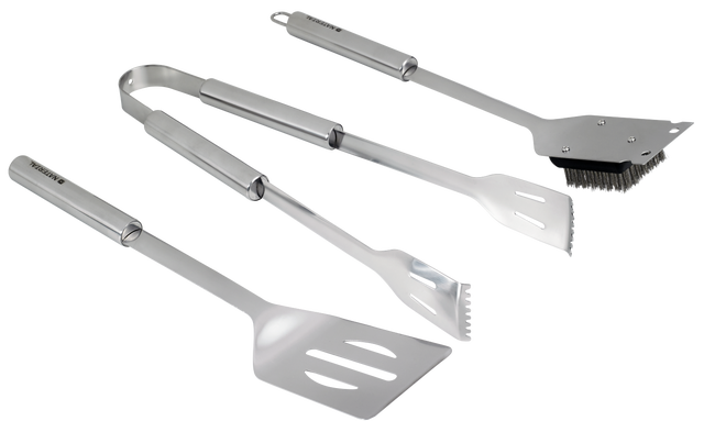 Zestaw sztućców do grilla szczypce+łopatka+szczotka Naterial