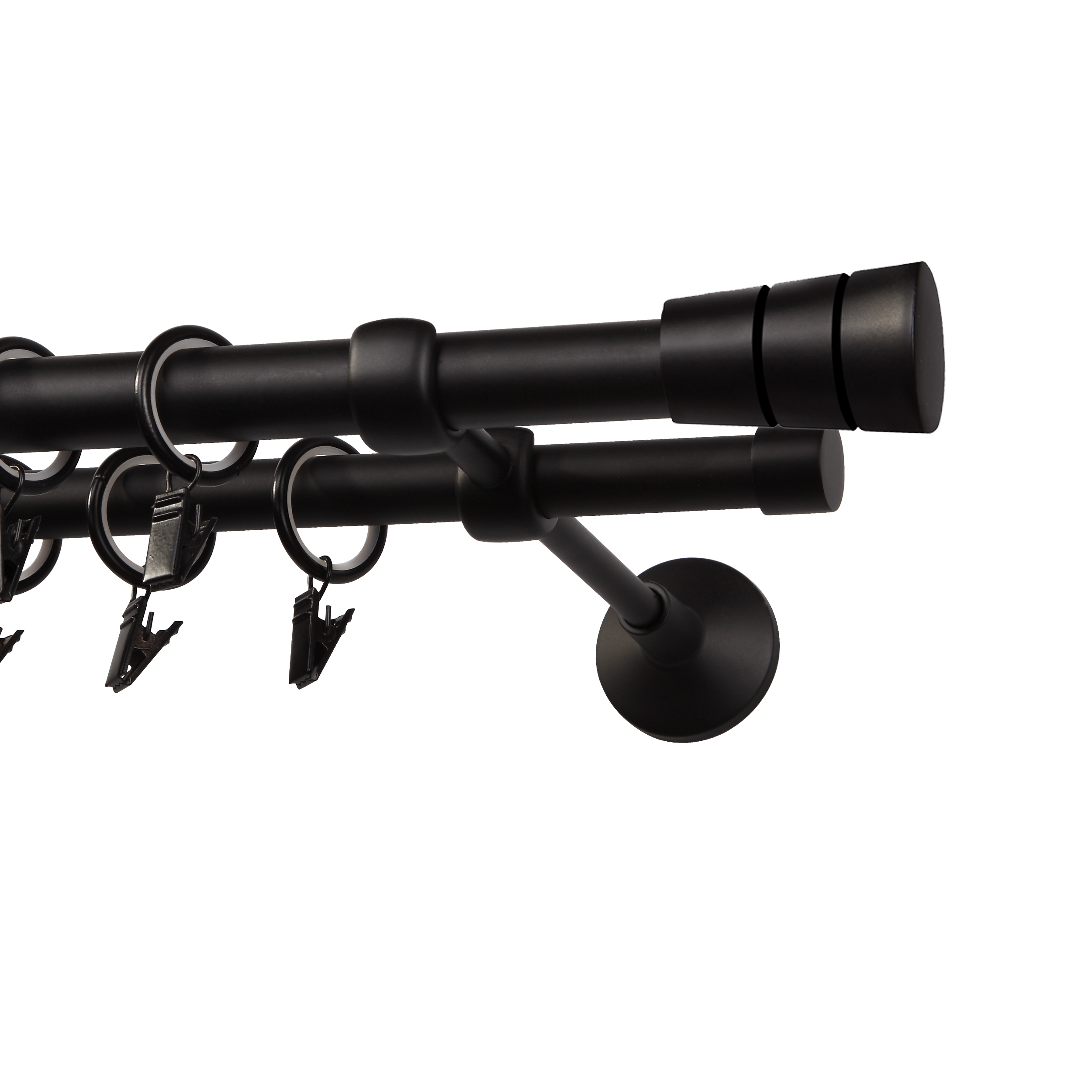 Karnisz Sycylia 160 cm podwójny czarny mat 19/16 mm