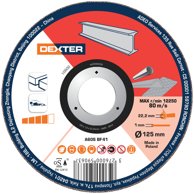 Disco de corte acero DEXTER 125x1 mm
