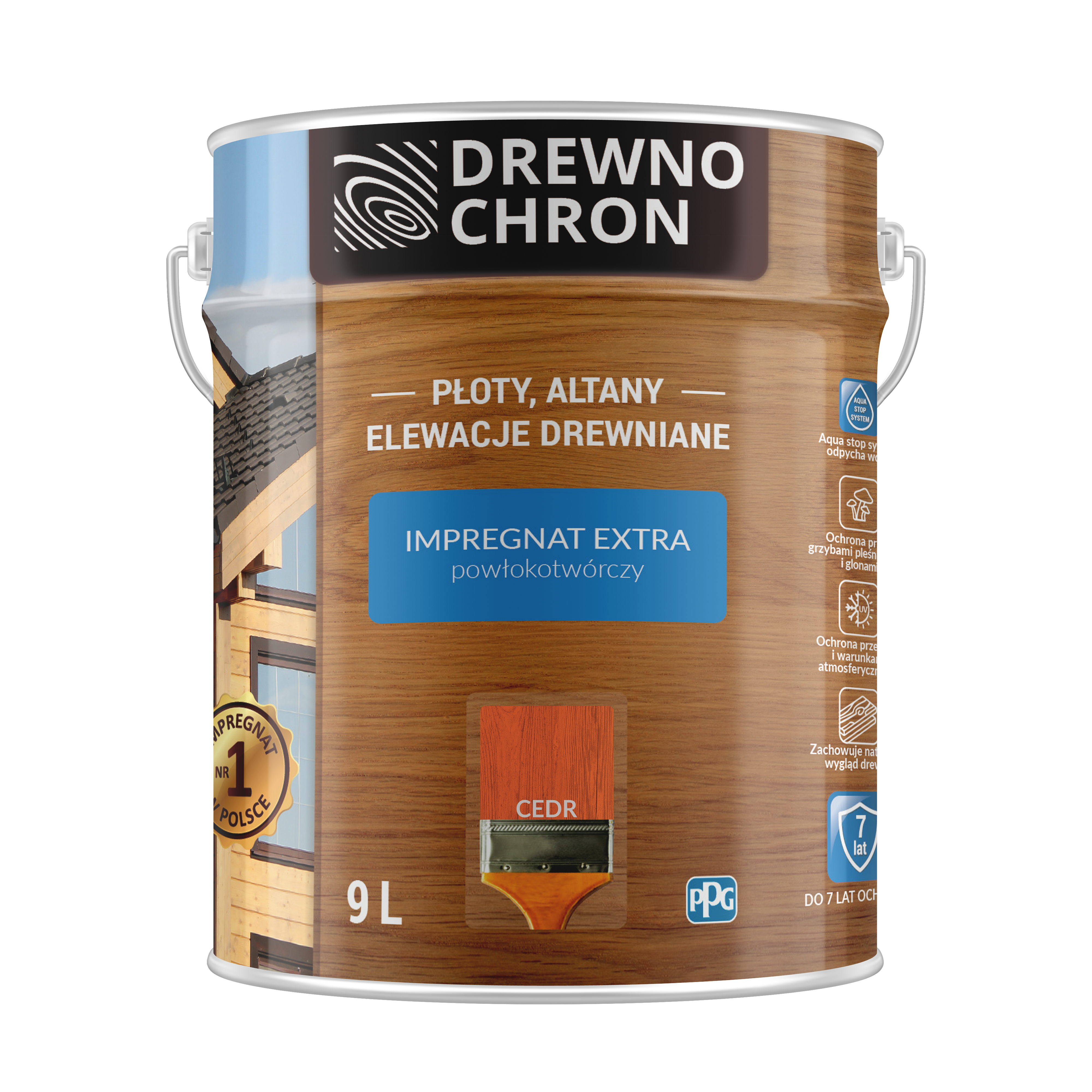 Impregnat do drewna Drewnochron Extra powłokotwórczy 9 l Cedr  - 2
