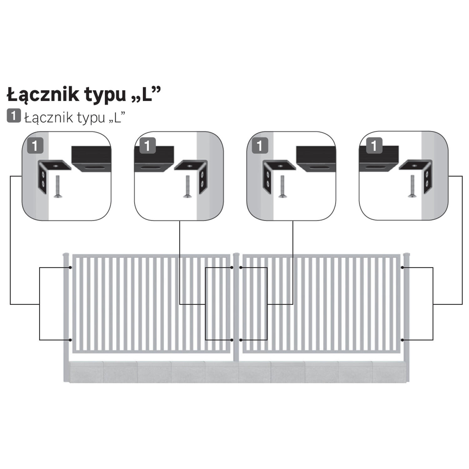 Łączniki L do przęseł 4szt. antracytowe Polbram - 3