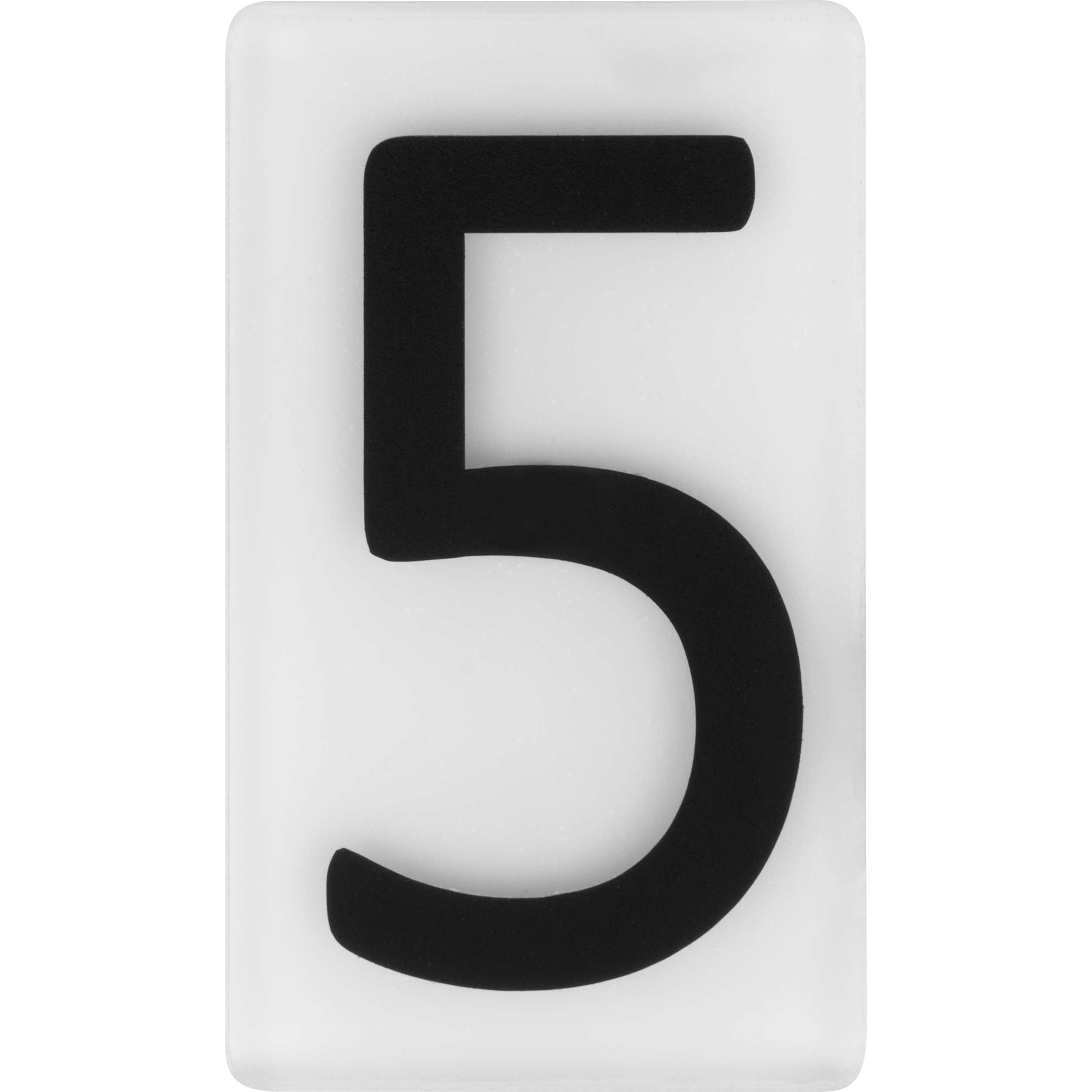Cyfra 5 wys.5 cm plexi czarna na białym tle