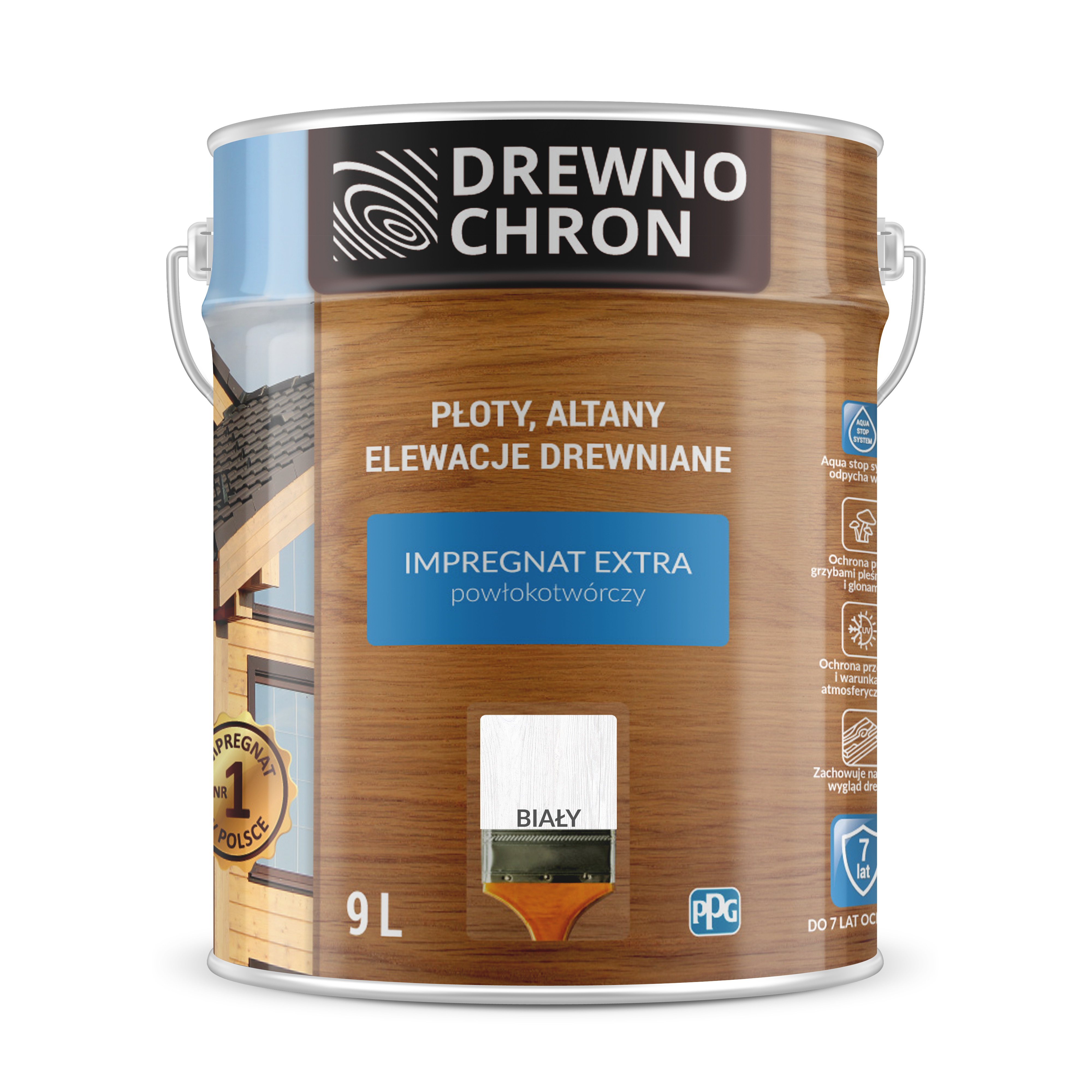 Impregnat do drewna Drewnochron Extra powłokotwórczy 9 l Biały  - 2