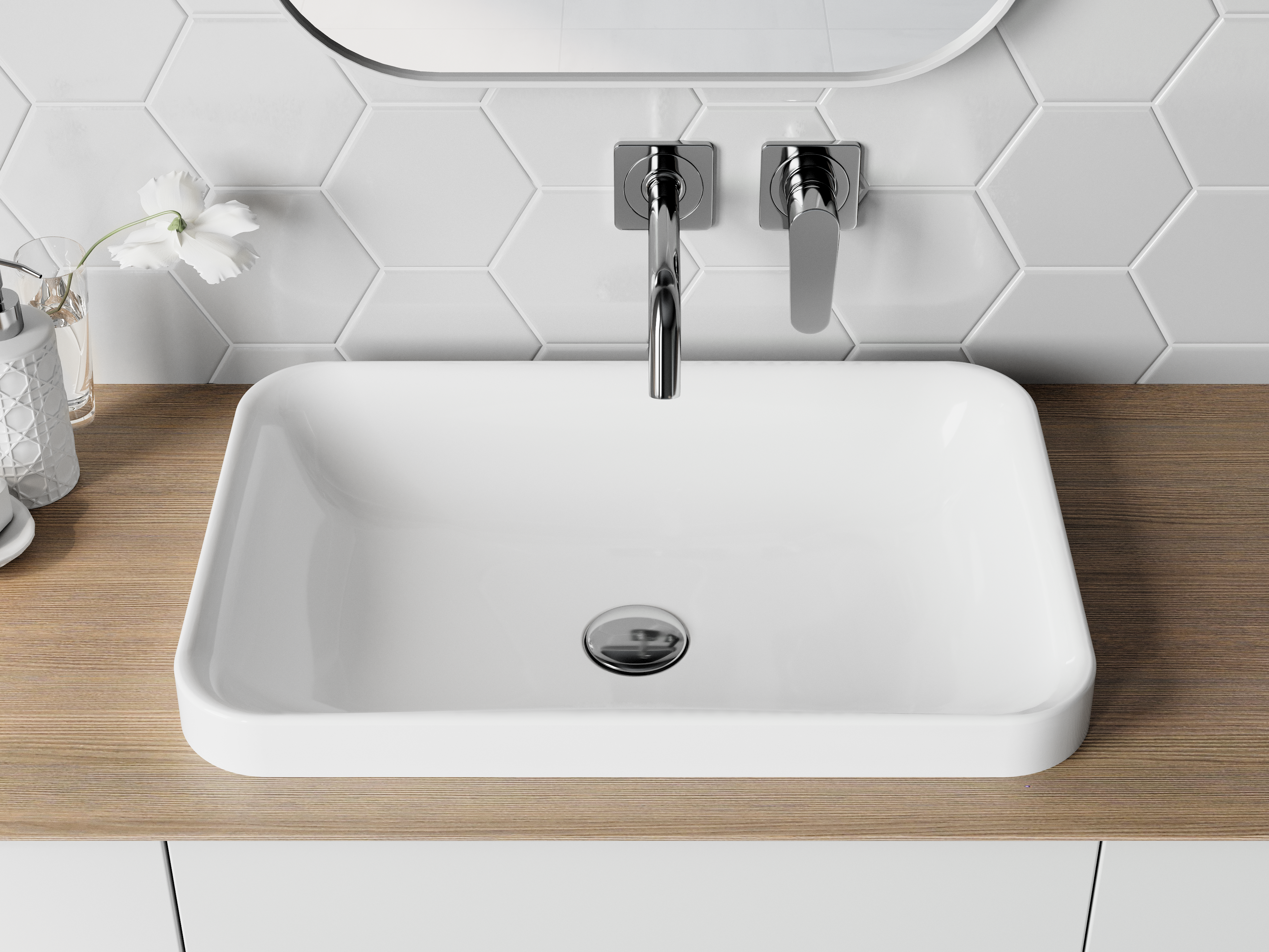 Umywalka konglomeratowa wpuszczana w blat 55 x 37 Aino - 4