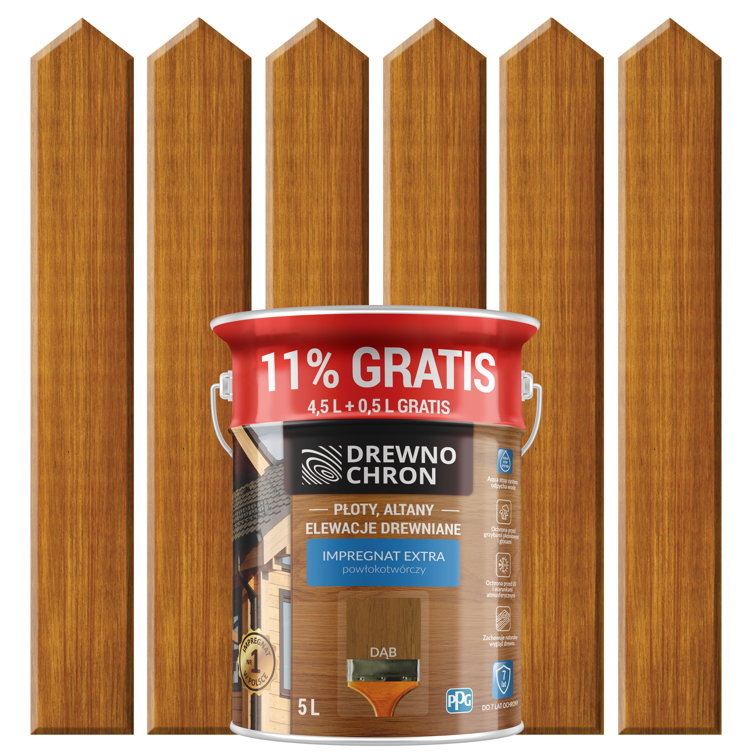 Impregnat do drewna Drewnochron Extra powłokotwórczy 5 l Dąb