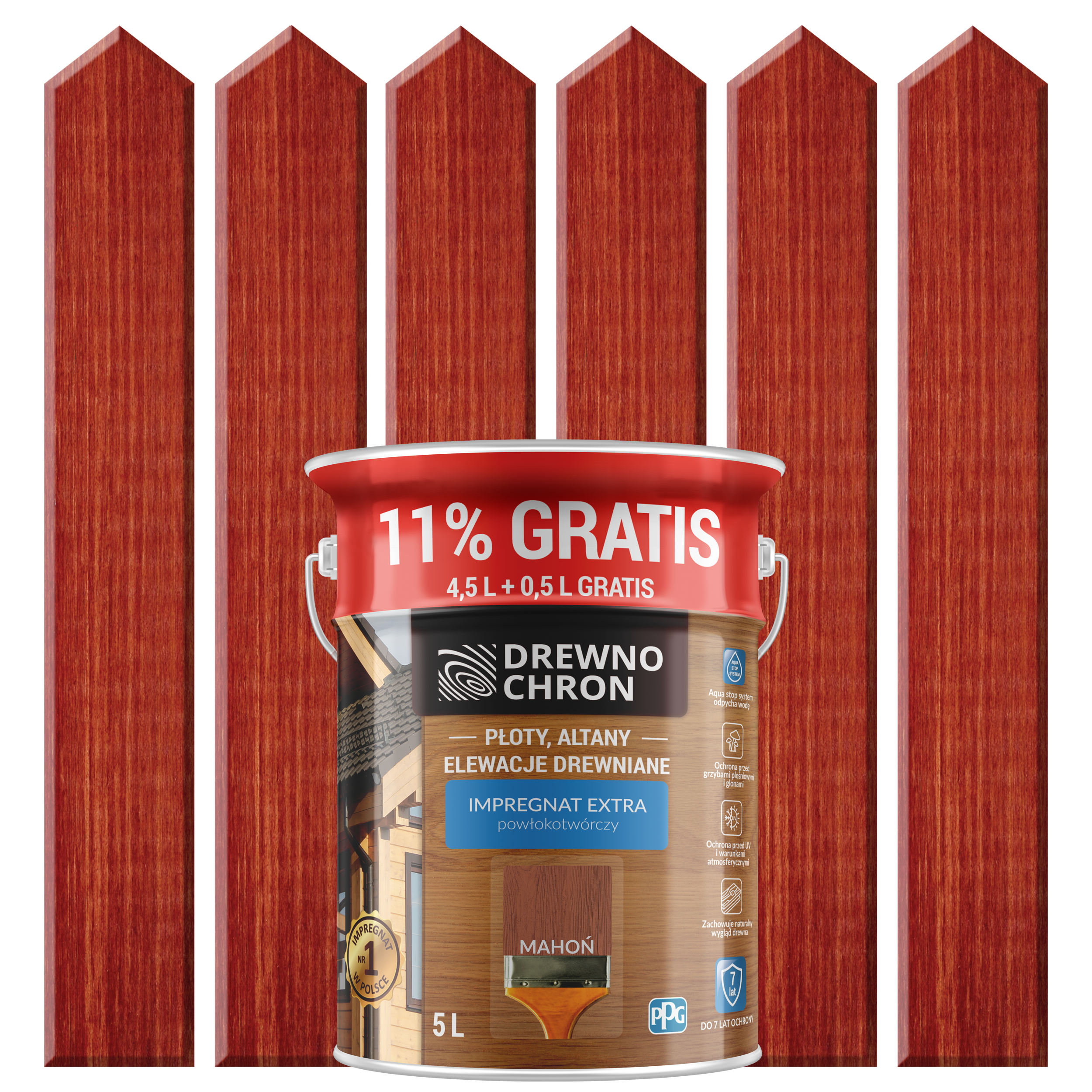 Impregnat do drewna EXTRA 5 l Mahoń DREWNOCHRON