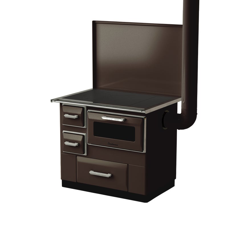 Kuchnia na drewno Luna 7 kW brązowa prawa Ferretti