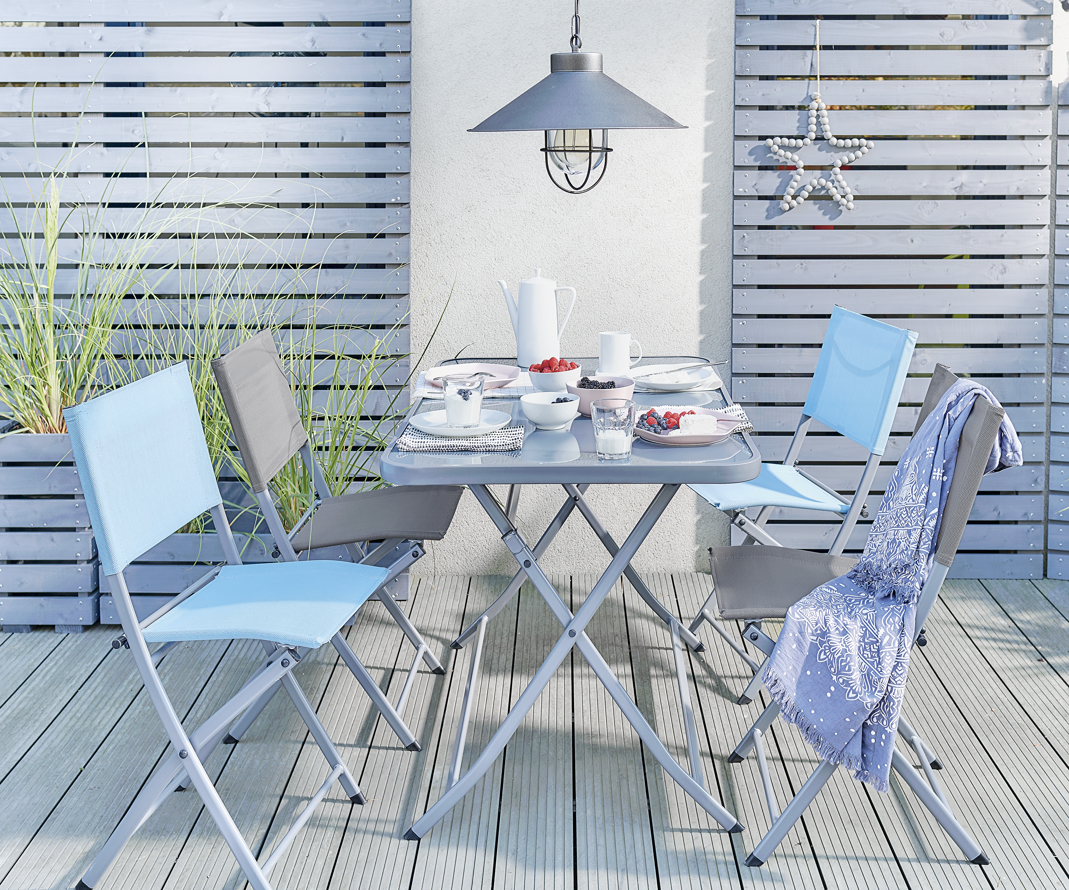 Mesa de jardín plegable de acero Emys gris de 70x110x72 cm - 30