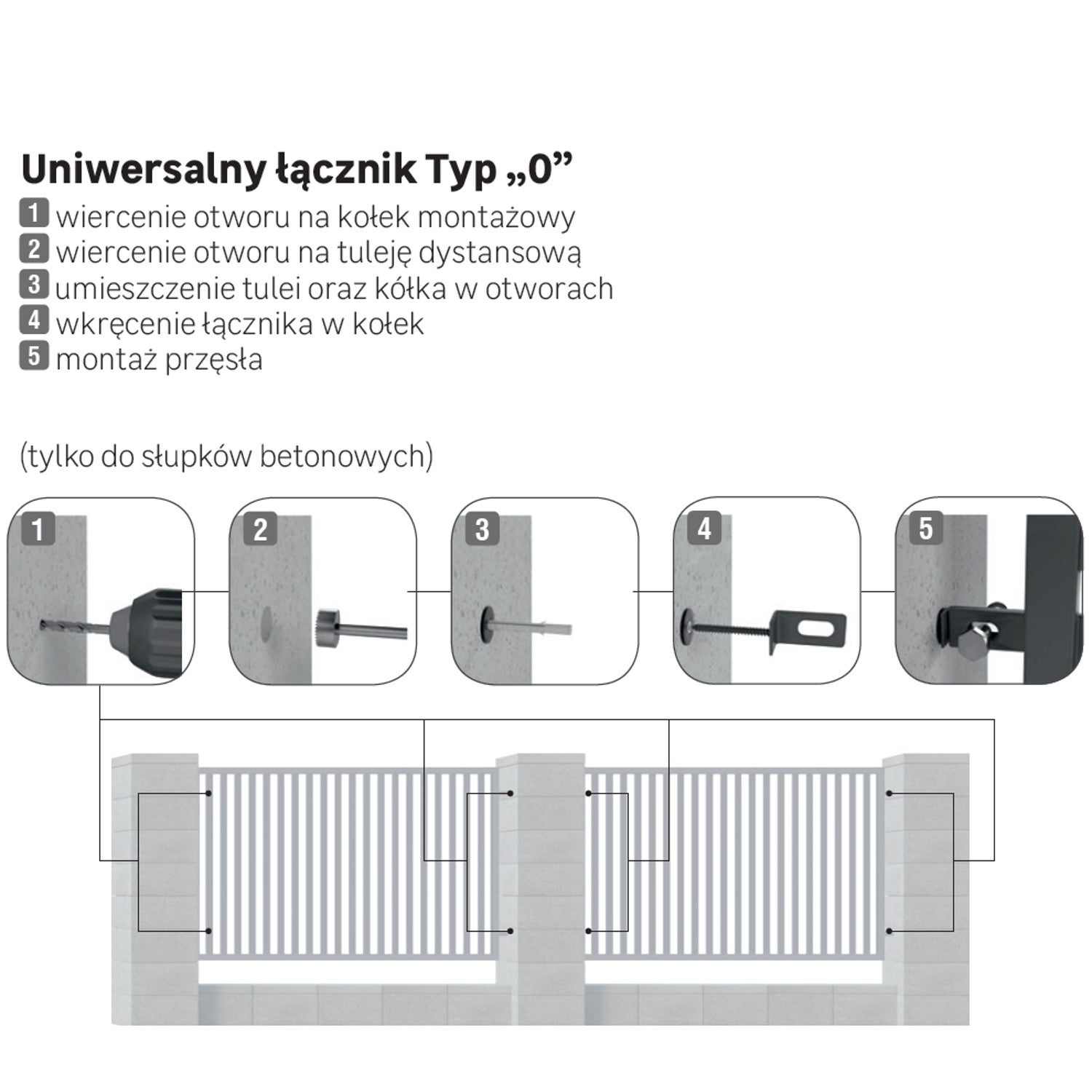 Łączniki do betonu 4szt. antracytowe Polbram - 7