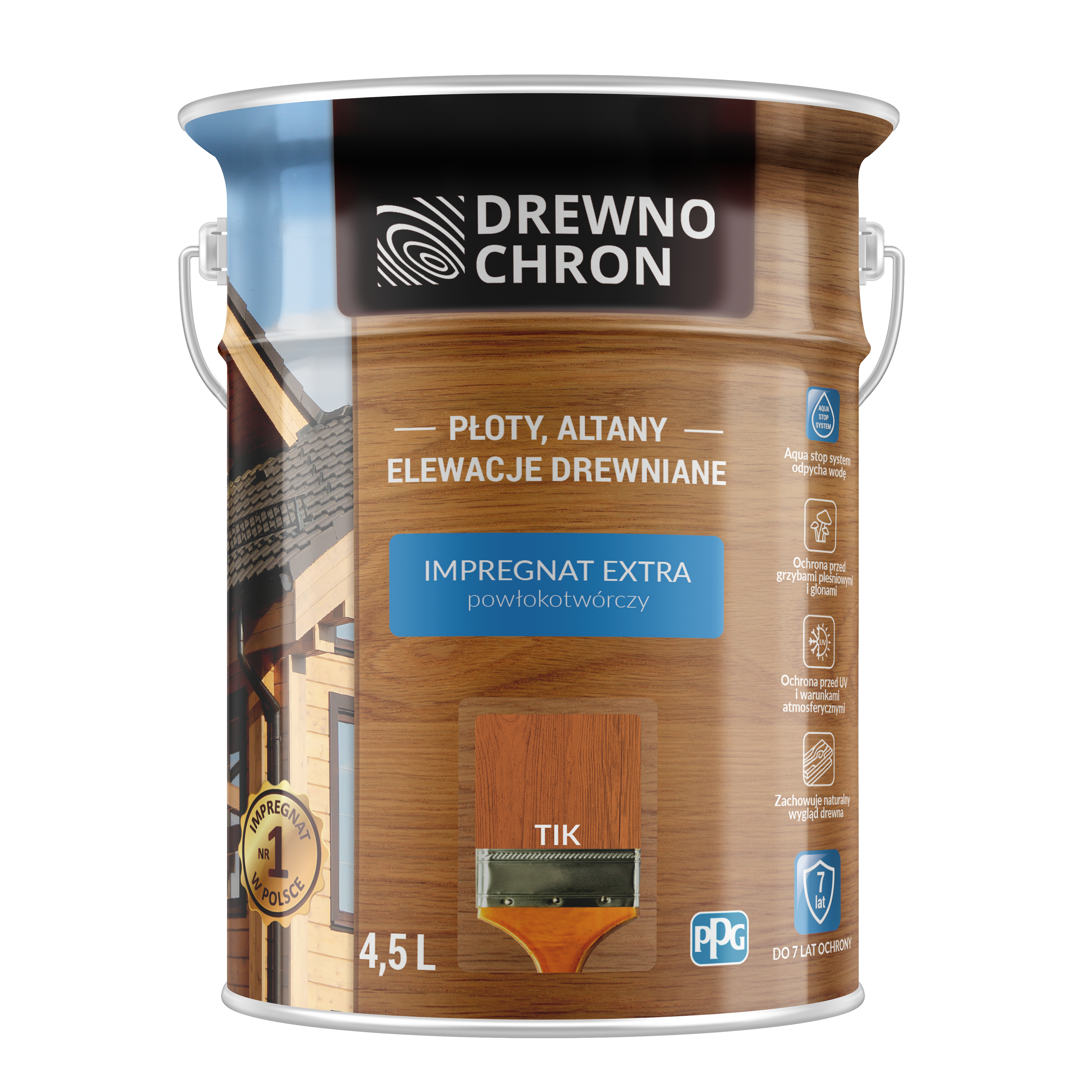 Impregnat do drewna Drewnochron Extra powłokotwórczy 4.5 l Tik  - 2