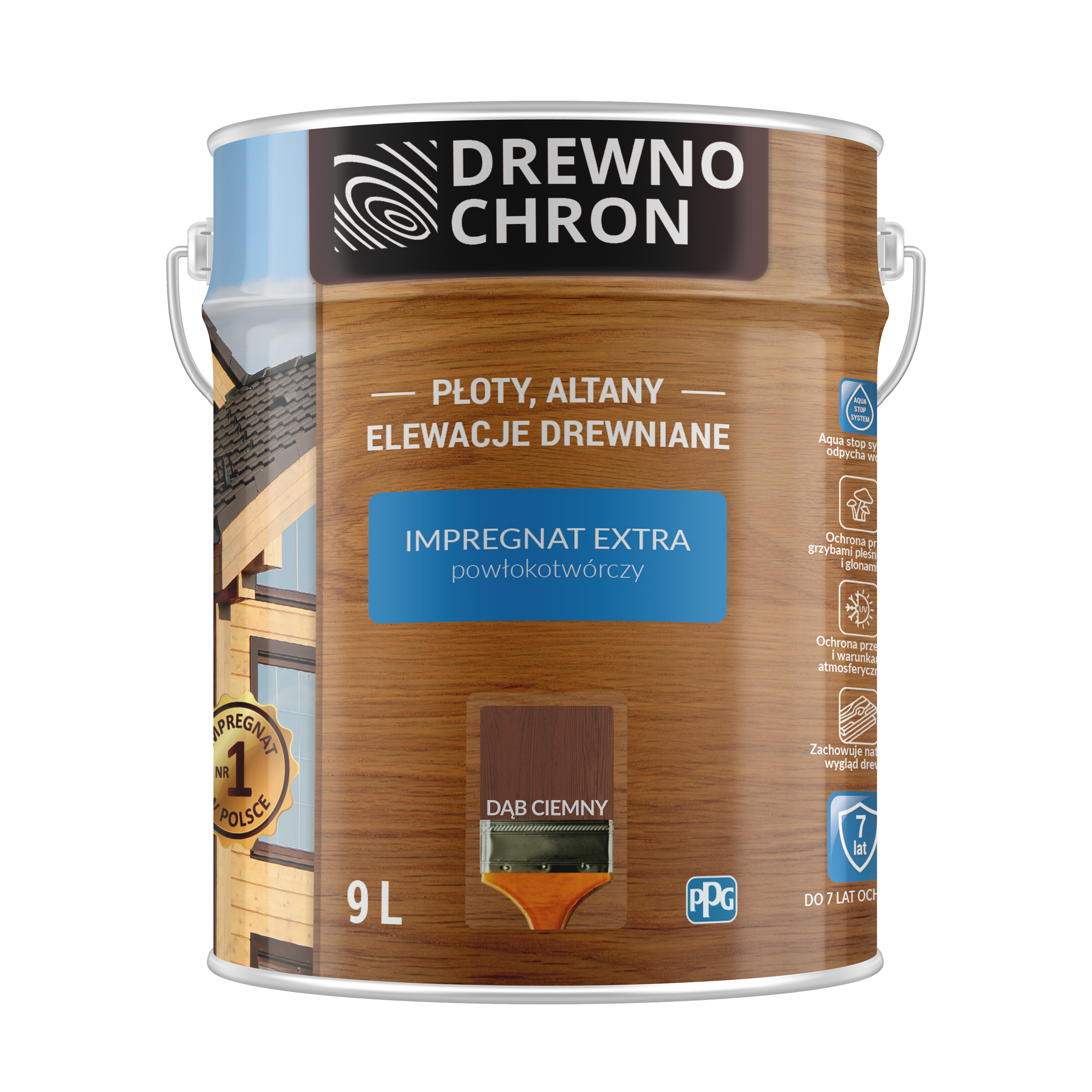 Impregnat do drewna Drewnochron Extra powłokotwórczy 9 l Dąb ciemny - 2